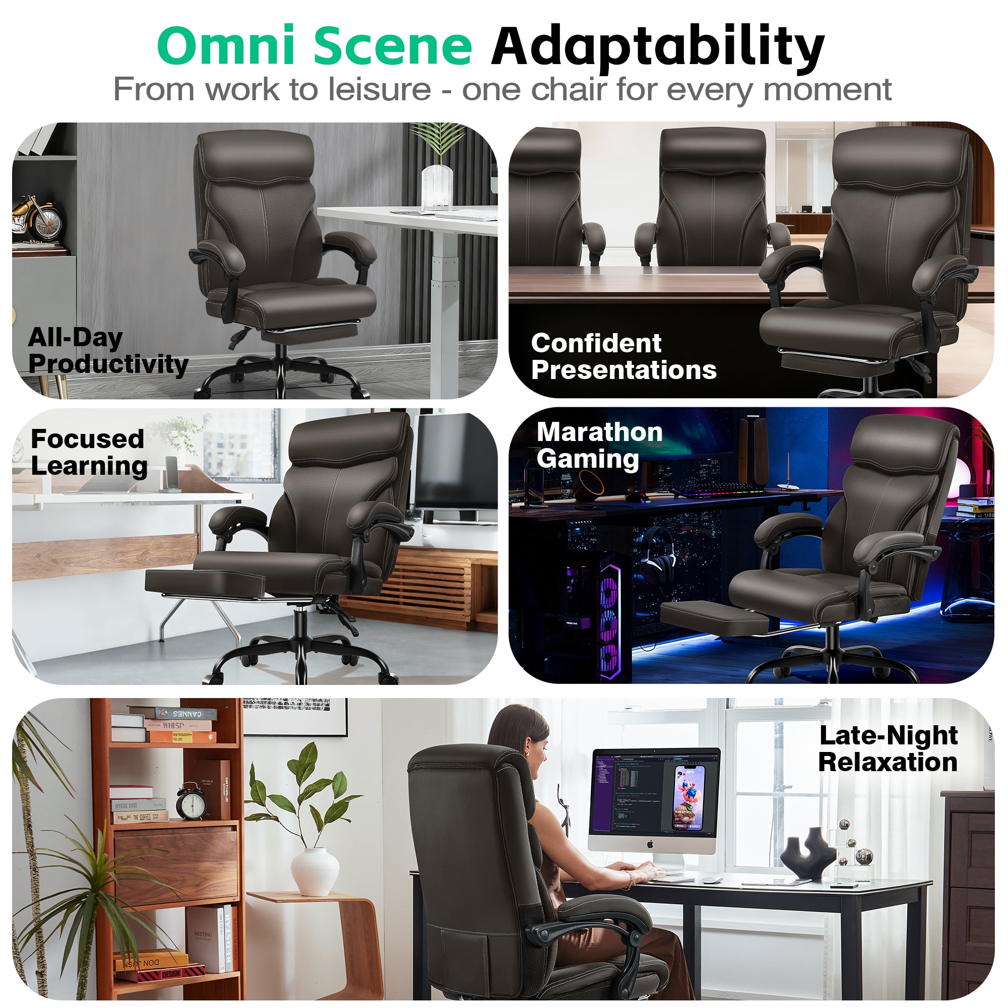 Dhole Executive Ergonomic Office Chair - High Back Mesh Desk Chair with Lumbar Support, 4D Armrests, Tilt Function & Breathable Mesh for Home Office (Black)