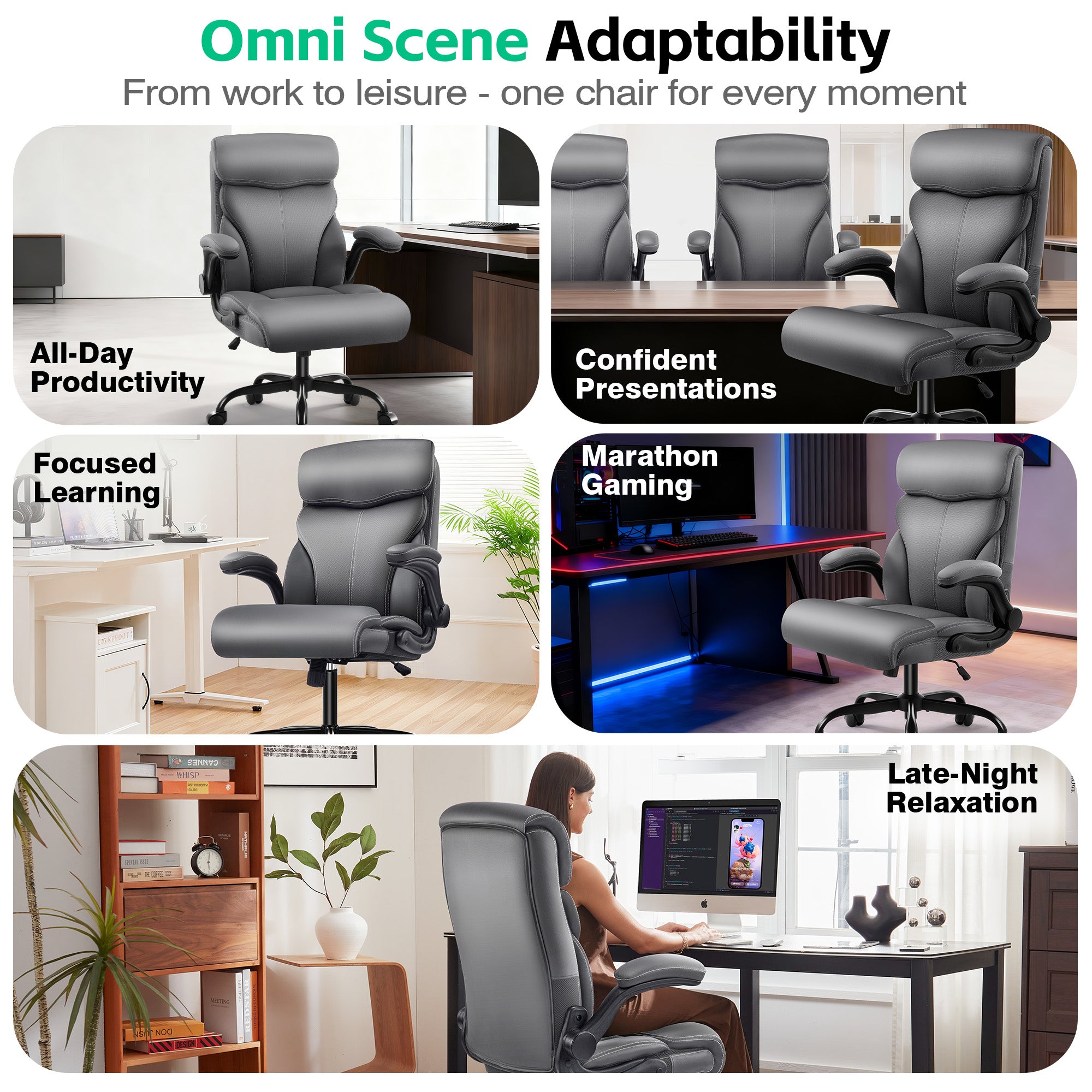 Dhole Executive Ergonomic Office Chair - High Back Mesh Desk Chair with Lumbar Support, 4D Armrests, Tilt Function & Breathable Mesh for Home Office (Black)