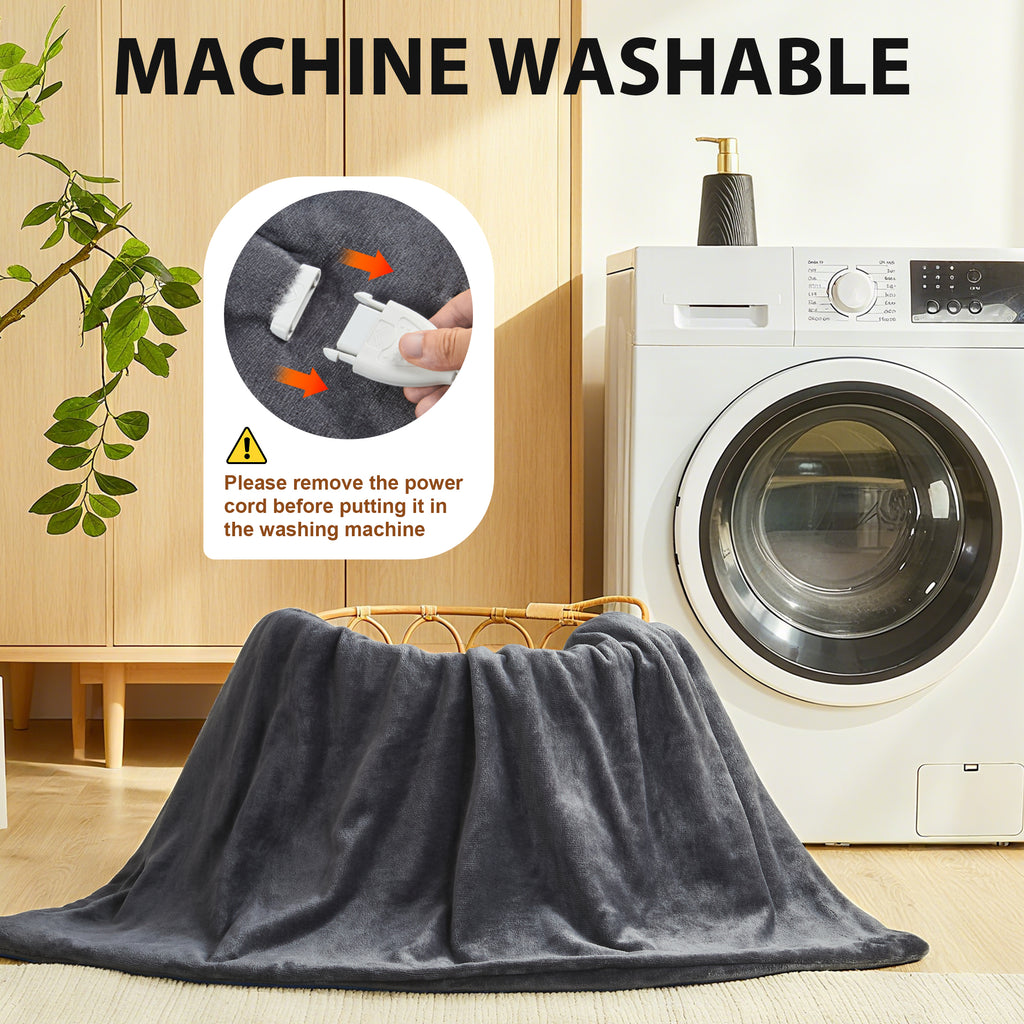 Dhole Electric Heated Blanket Throw - 50"x60" with 6 Heating Levels 4 Hours Auto Off Fast Heating Over-Heated Protection Ultra Soft Warm Flannel ETL Certified
