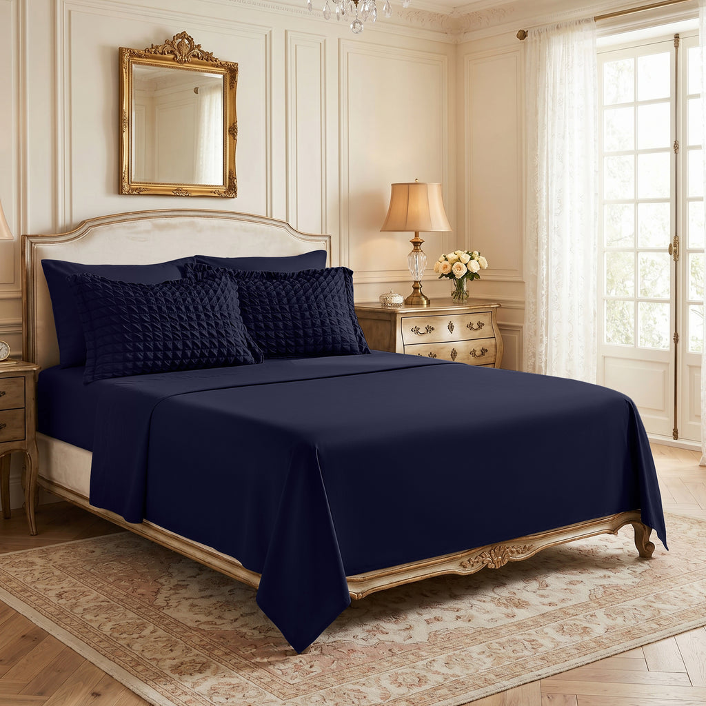 DHOLE Comforter Set 7 Pieces – Seersucker Textured Waffle Weave Bed in a Bag, All-Season Lightweight Microfiber Bedding Sets with Sheets & Pillow Shams