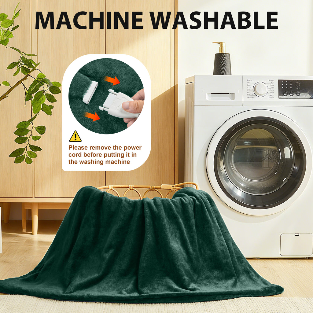 Dhole Electric Heated Blanket Throw - 50"x60" with 6 Heating Levels 4 Hours Auto Off Fast Heating Over-Heated Protection Ultra Soft Warm Flannel ETL Certified