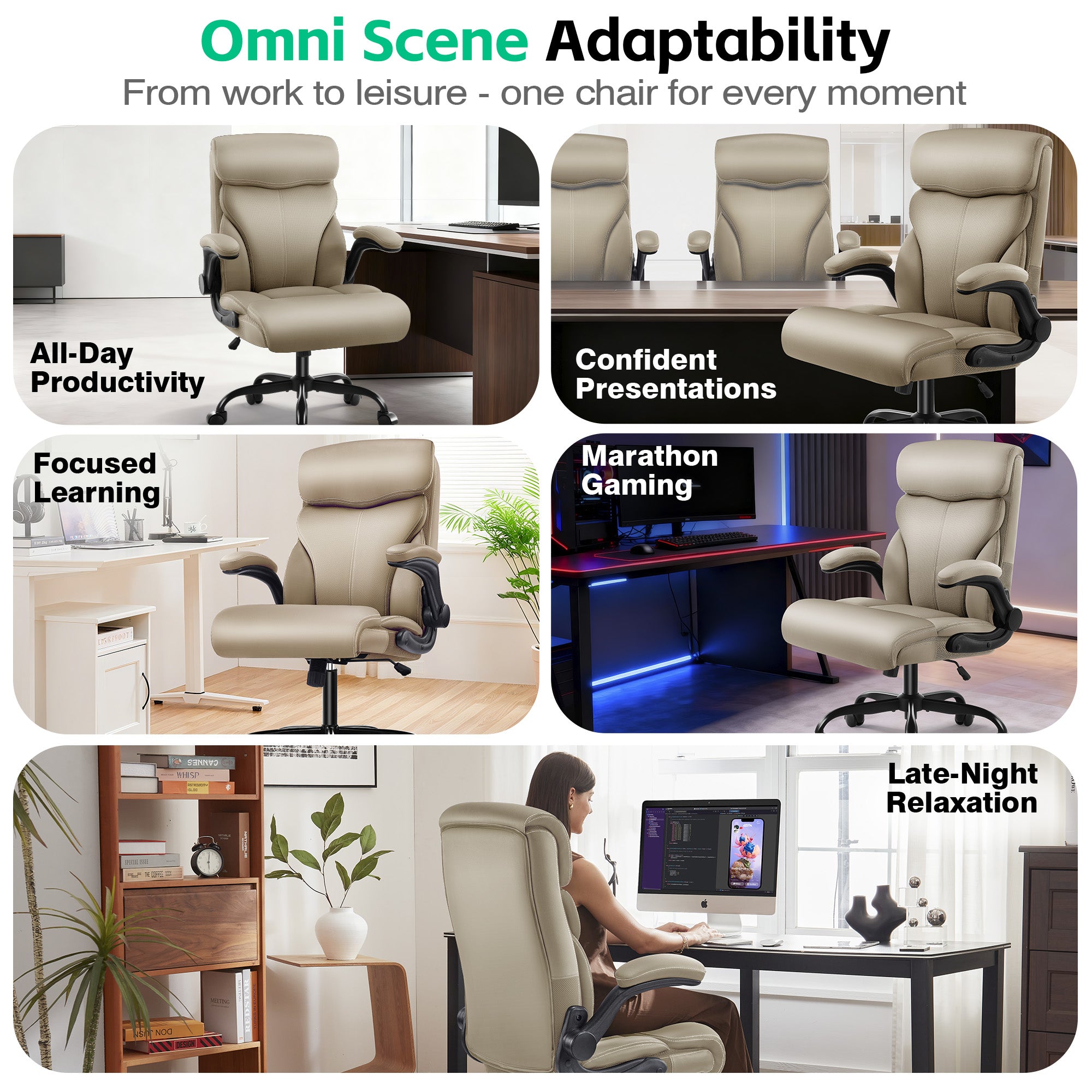 Dhole Executive Ergonomic Office Chair - High Back Mesh Desk Chair with Lumbar Support, 4D Armrests, Tilt Function & Breathable Mesh for Home Office (Black)