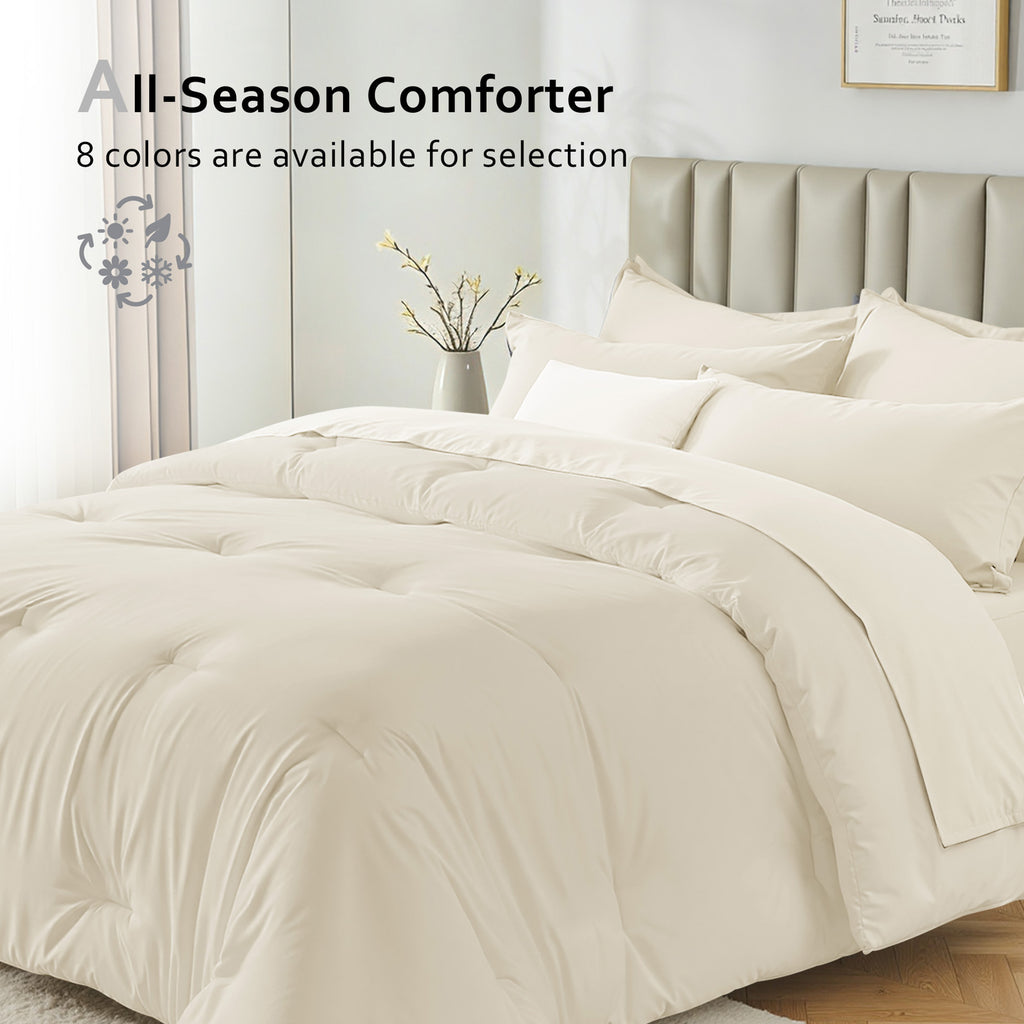 Dhole 7-Piece Bed Sheet Set - Queen Size Comforter, Pillowcases & Sheet Collection for Cozy Bedding Comfort Black
