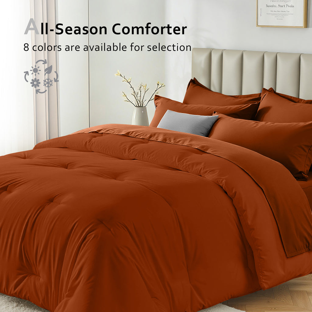 Dhole 7-Piece Bed Sheet Set - Queen Size Comforter, Pillowcases & Sheet Collection for Cozy Bedding Comfort Black