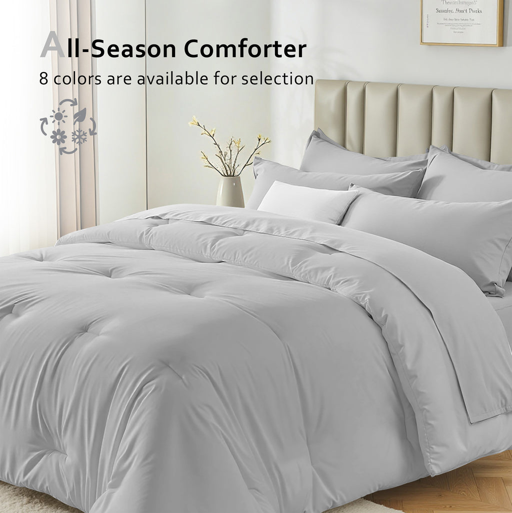 Dhole 7-Piece Bed Sheet Set - Queen Size Comforter, Pillowcases & Sheet Collection for Cozy Bedding Comfort Black