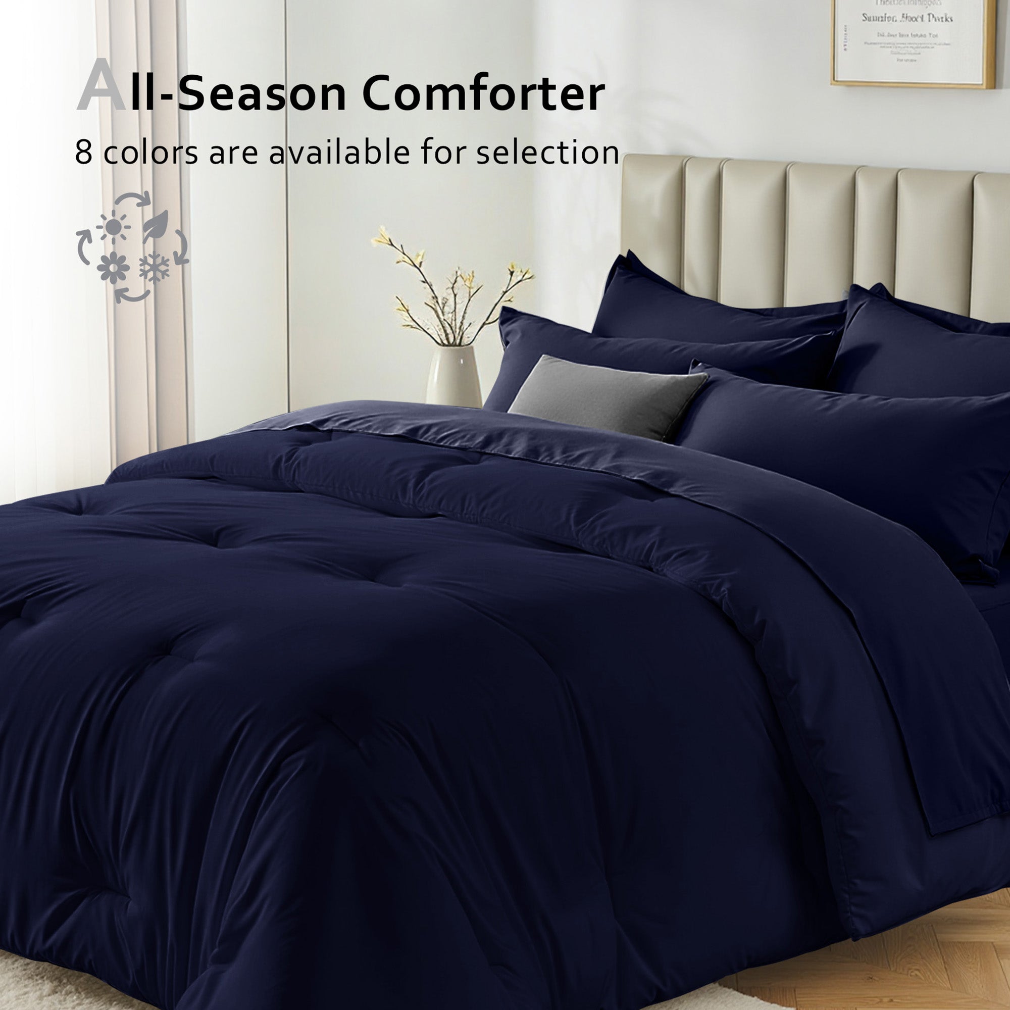 Dhole 7-Piece Bed Sheet Set - Queen Size Comforter, Pillowcases & Sheet Collection for Cozy Bedding Comfort Black