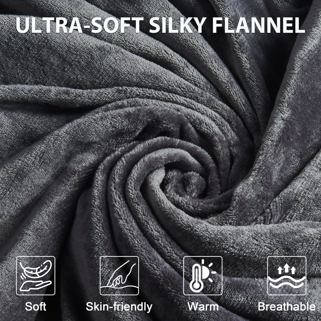 Dhole Electric Heated Blanket Throw - 50"x60" with 6 Heating Levels 4 Hours Auto Off Fast Heating Over-Heated Protection Ultra Soft Warm Flannel ETL Certified