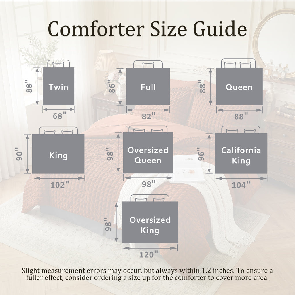 DHOLE Comforter Set 7 Pieces – Seersucker Textured Waffle Weave Bed in a Bag, All-Season Lightweight Microfiber Bedding Sets with Sheets & Pillow Shams