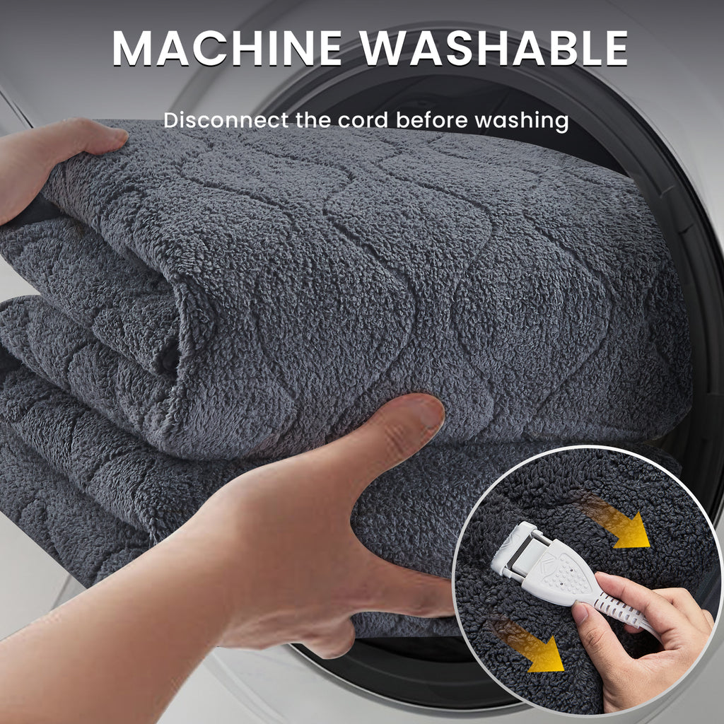 Dhole Cotton Blend Heated Mattress Pad Secure Comfort Technology - Luxury Quilted Electric Mattress Pad with Deep Pocket - 6-Setting Heat Controllers