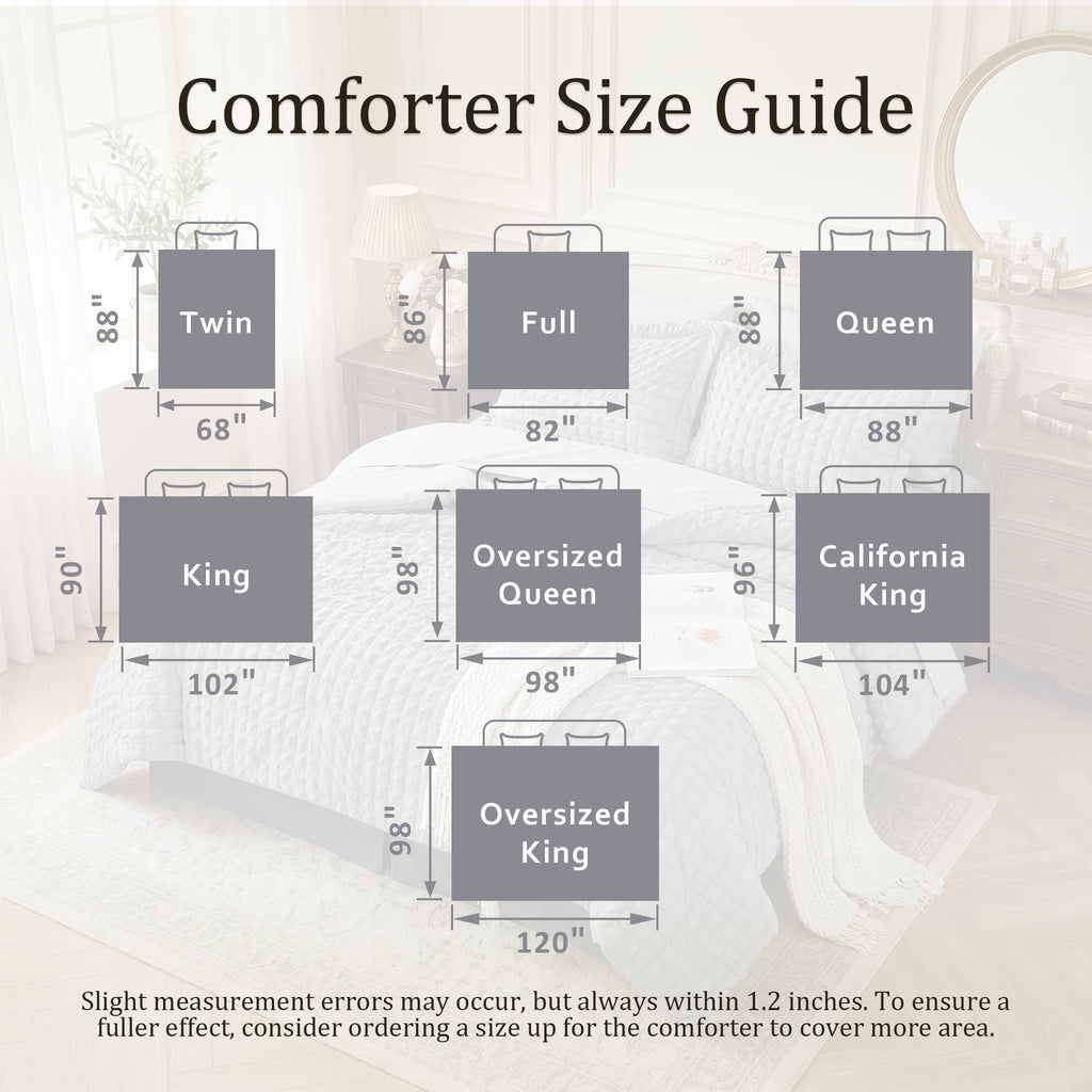 DHOLE Comforter Set 7 Pieces – Seersucker Textured Waffle Weave Bed in a Bag, All-Season Lightweight Microfiber Bedding Sets with Sheets & Pillow Shams