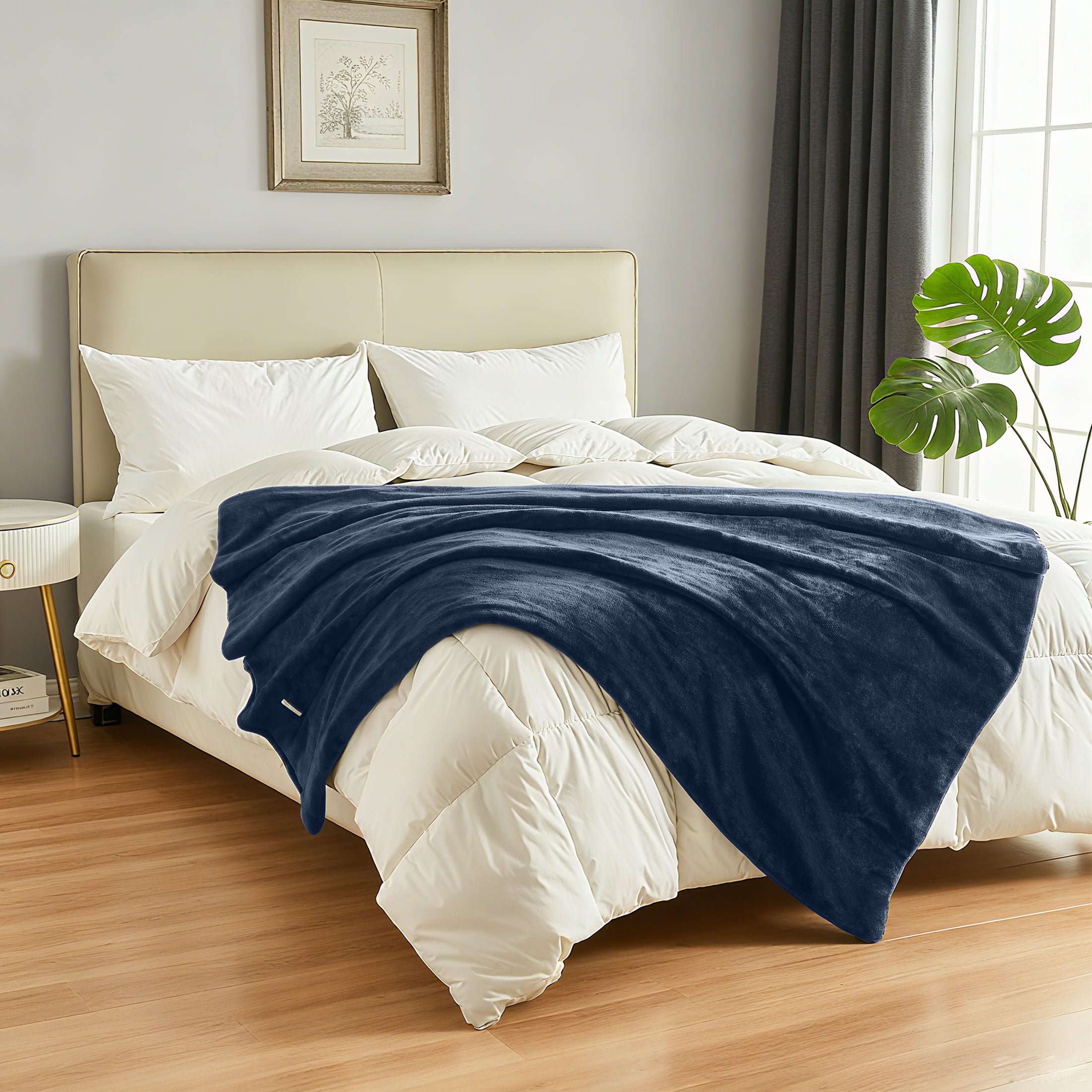 Dhole Electric Heated Blanket Throw - 50"x60" with 6 Heating Levels 4 Hours Auto Off Fast Heating Over-Heated Protection Ultra Soft Warm Flannel ETL Certified