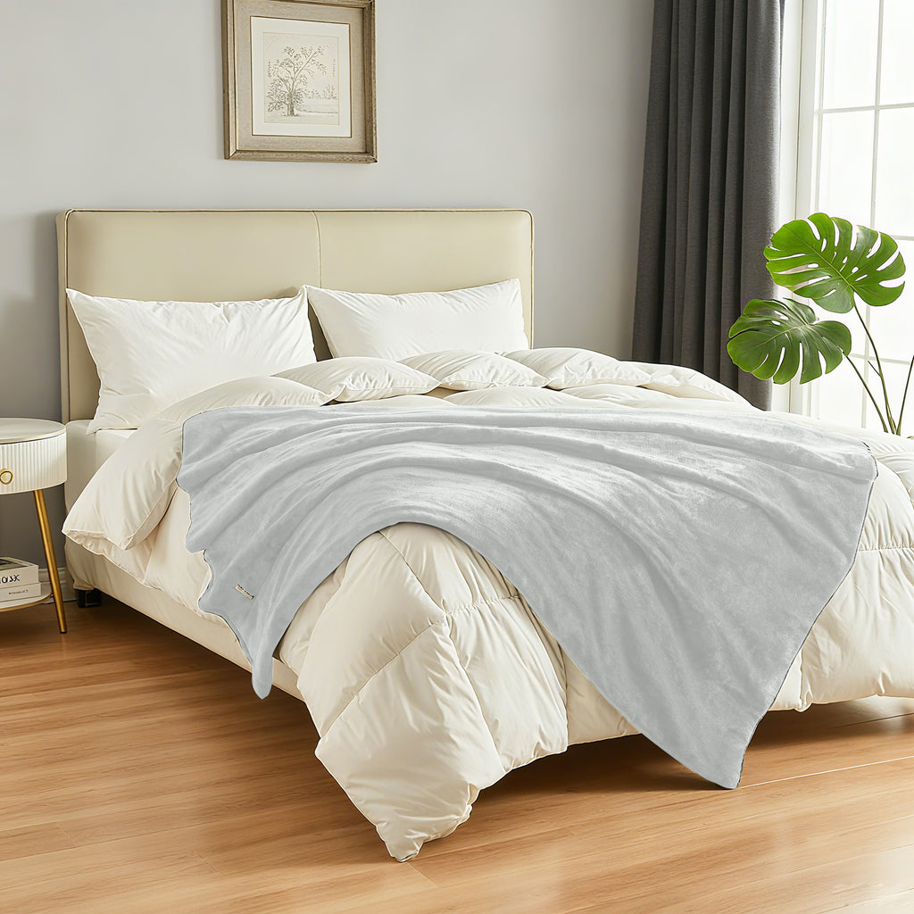Dhole Electric Heated Blanket Throw - 50"x60" with 6 Heating Levels 4 Hours Auto Off Fast Heating Over-Heated Protection Ultra Soft Warm Flannel ETL Certified