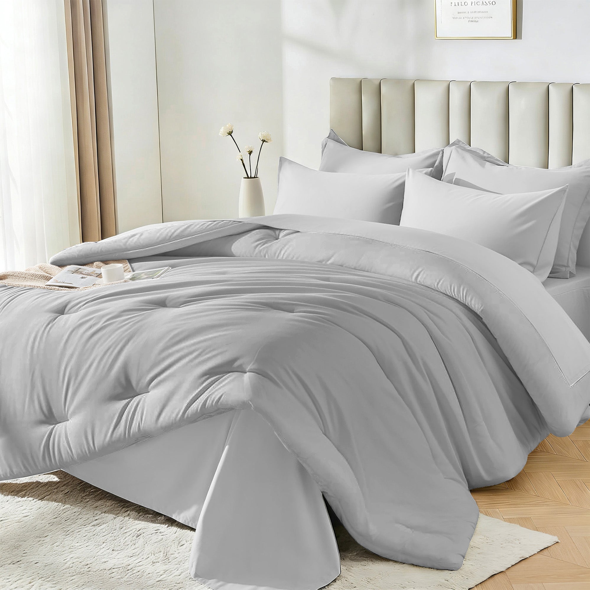 Dhole 7-Piece Bed Sheet Set - Queen Size Comforter, Pillowcases & Sheet Collection for Cozy Bedding Comfort Black