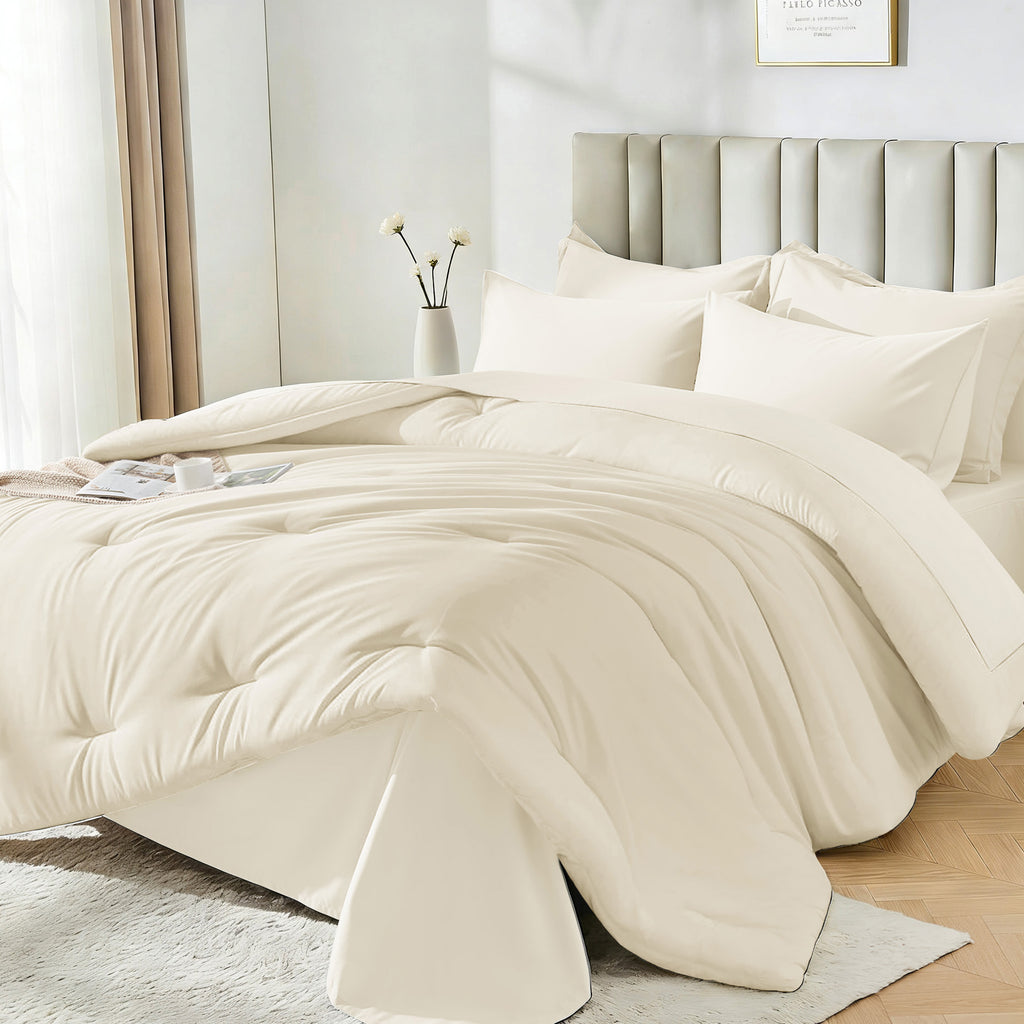 Dhole 7-Piece Bed Sheet Set - Queen Size Comforter, Pillowcases & Sheet Collection for Cozy Bedding Comfort Black