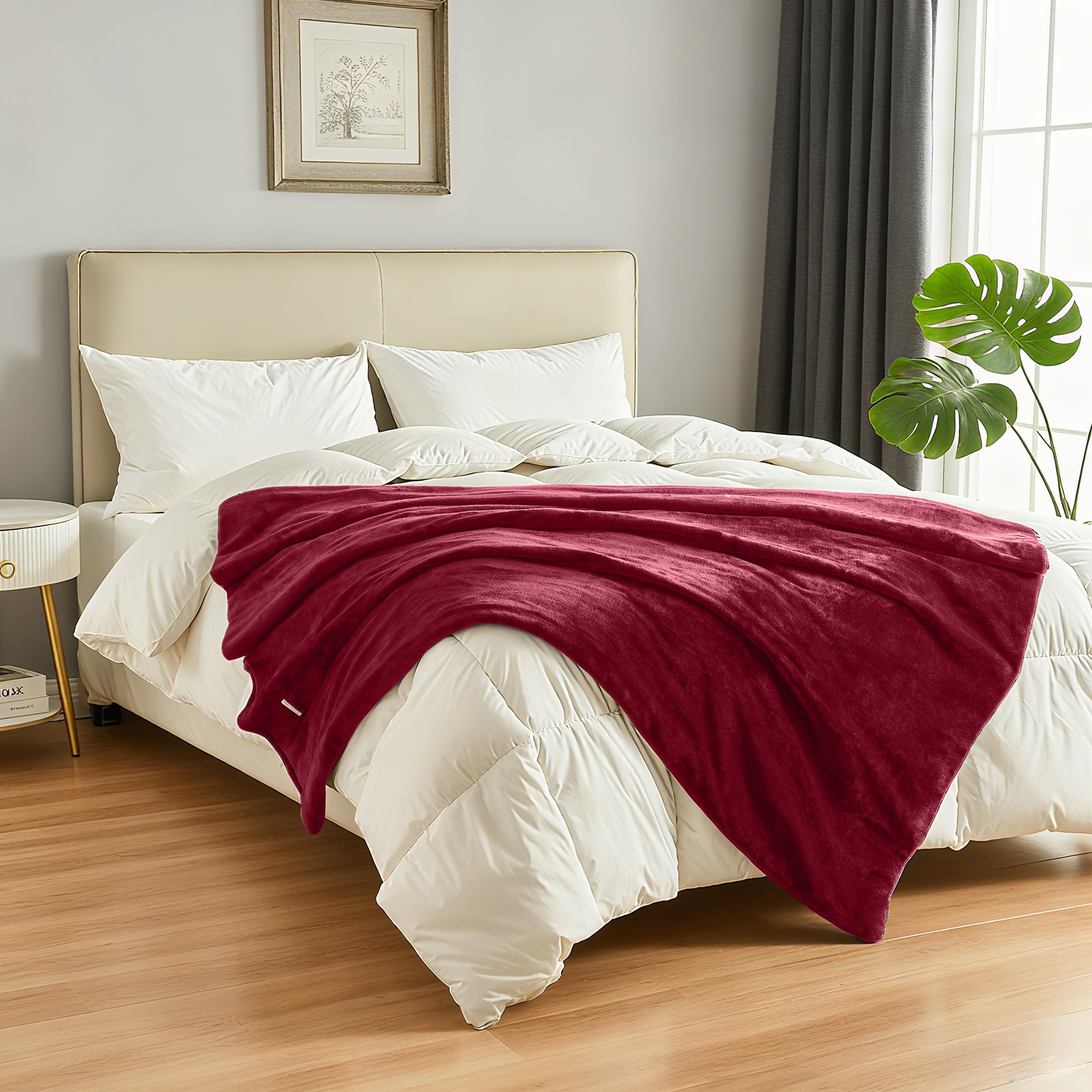 Dhole Electric Heated Blanket Throw - 50"x60" with 6 Heating Levels 4 Hours Auto Off Fast Heating Over-Heated Protection Ultra Soft Warm Flannel ETL Certified