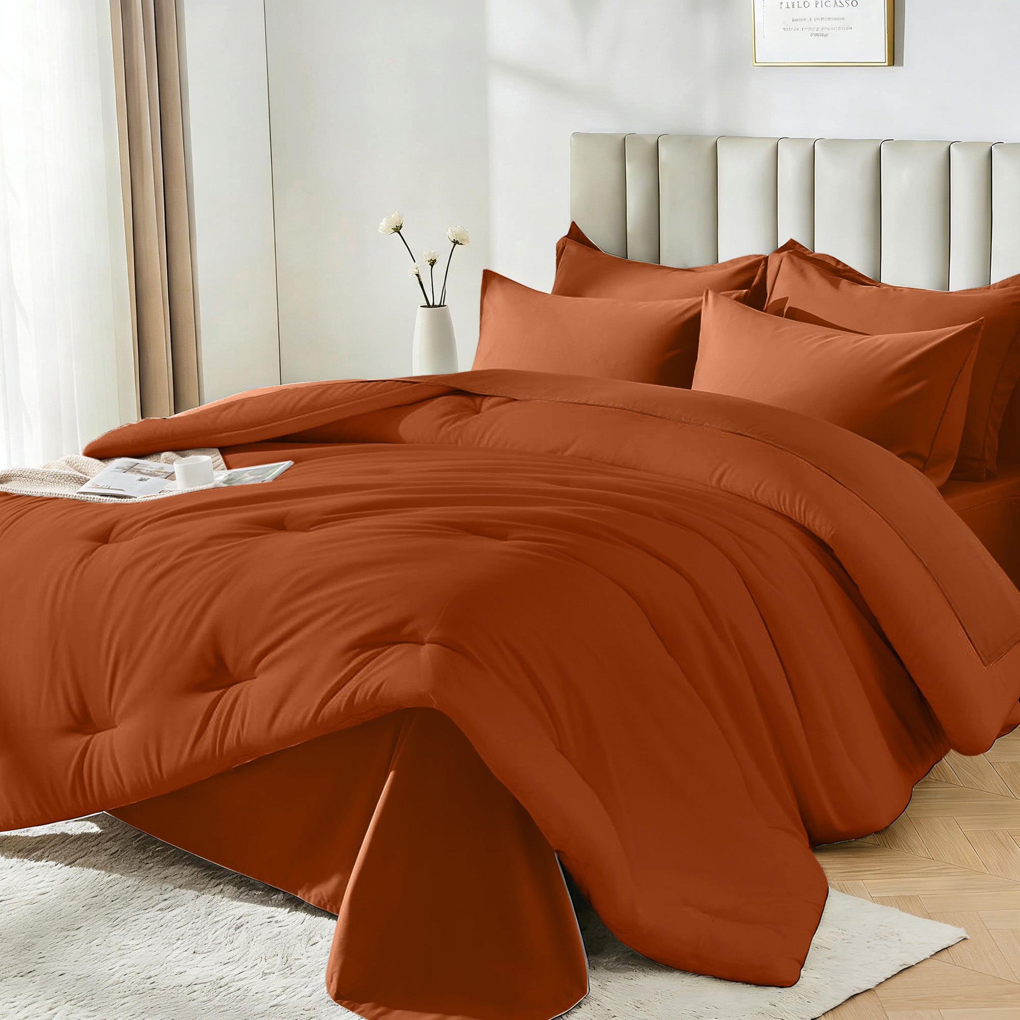 Dhole 7-Piece Bed Sheet Set - Queen Size Comforter, Pillowcases & Sheet Collection for Cozy Bedding Comfort Black
