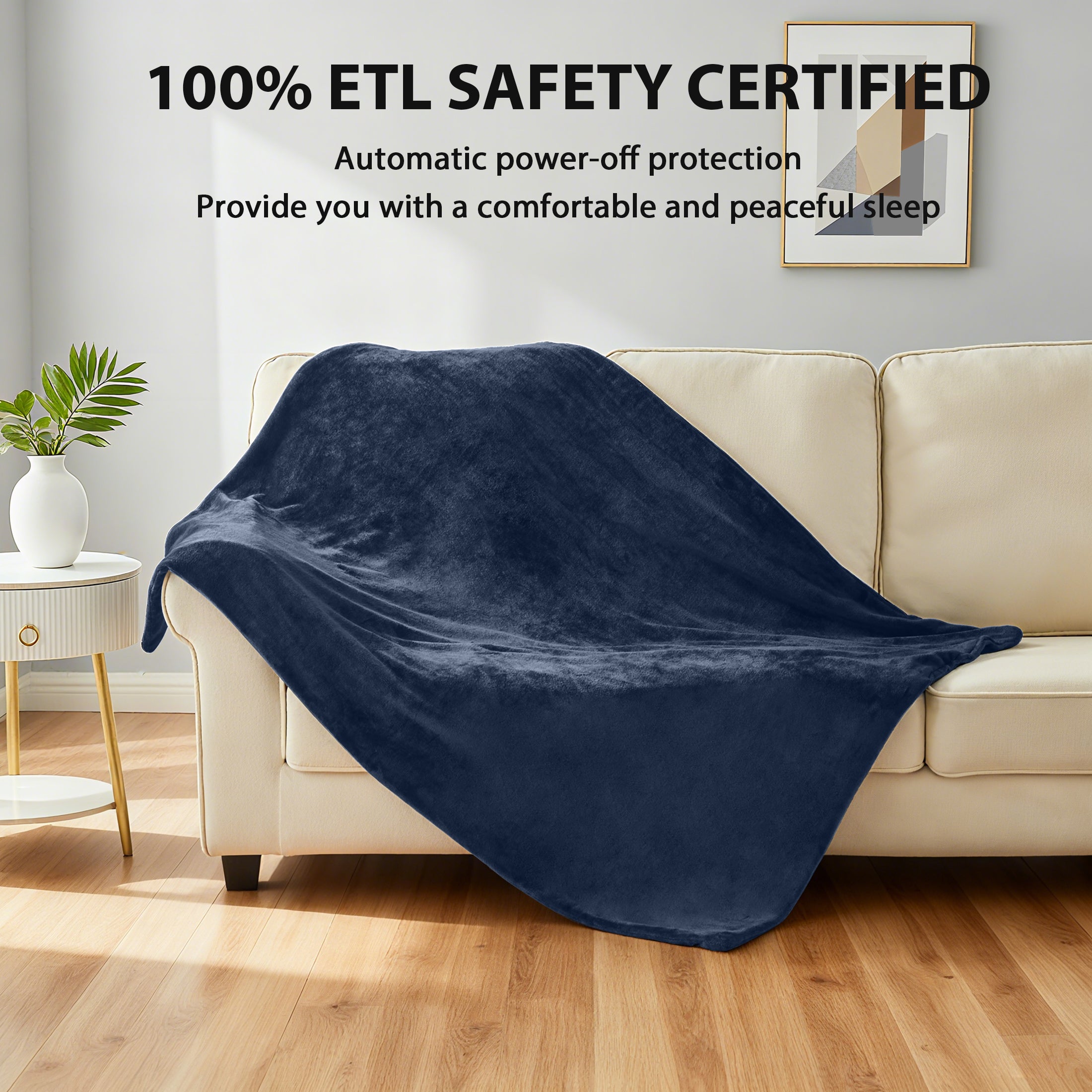 Dhole Electric Heated Blanket Throw - 50"x60" with 6 Heating Levels 4 Hours Auto Off Fast Heating Over-Heated Protection Ultra Soft Warm Flannel ETL Certified