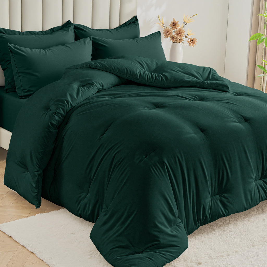 Dhole 7-Piece Bed Sheet Set - Queen Size Comforter, Pillowcases & Sheet Collection for Cozy Bedding Comfort Black