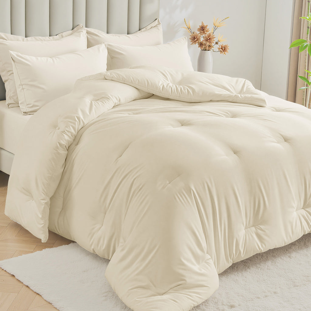 Dhole 7-Piece Bed Sheet Set - Queen Size Comforter, Pillowcases & Sheet Collection for Cozy Bedding Comfort Black