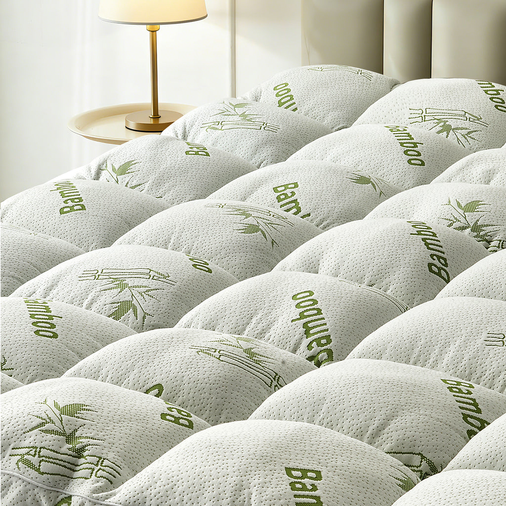 Dhole Queen Size 2-Inch Mattress Topper & Pad – 1200GSM Down Alternative Fill, Cooling Bamboo Viscose Cover, Extra Firm Pillow Top for Back Pain Relief, Deep Pocket 6-18 Inches (60"x80")