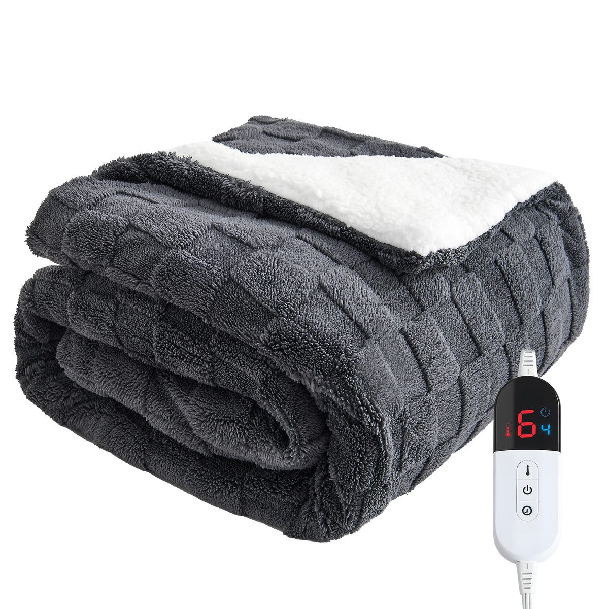 Dhole Electric Heated Blanket Checkered Fleece Throw 50x60 Inches Fast Heating Blanket 6 Heating Levels & 4 Hours Auto Off ETL Certification