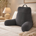 Royalbear 24 Inch Large Shredded Memory Foam Reading Pillow, Anti-Pilling Corduroy Bed Rest Pillow with Adjustable Back & Arm Support for Adults, Gray