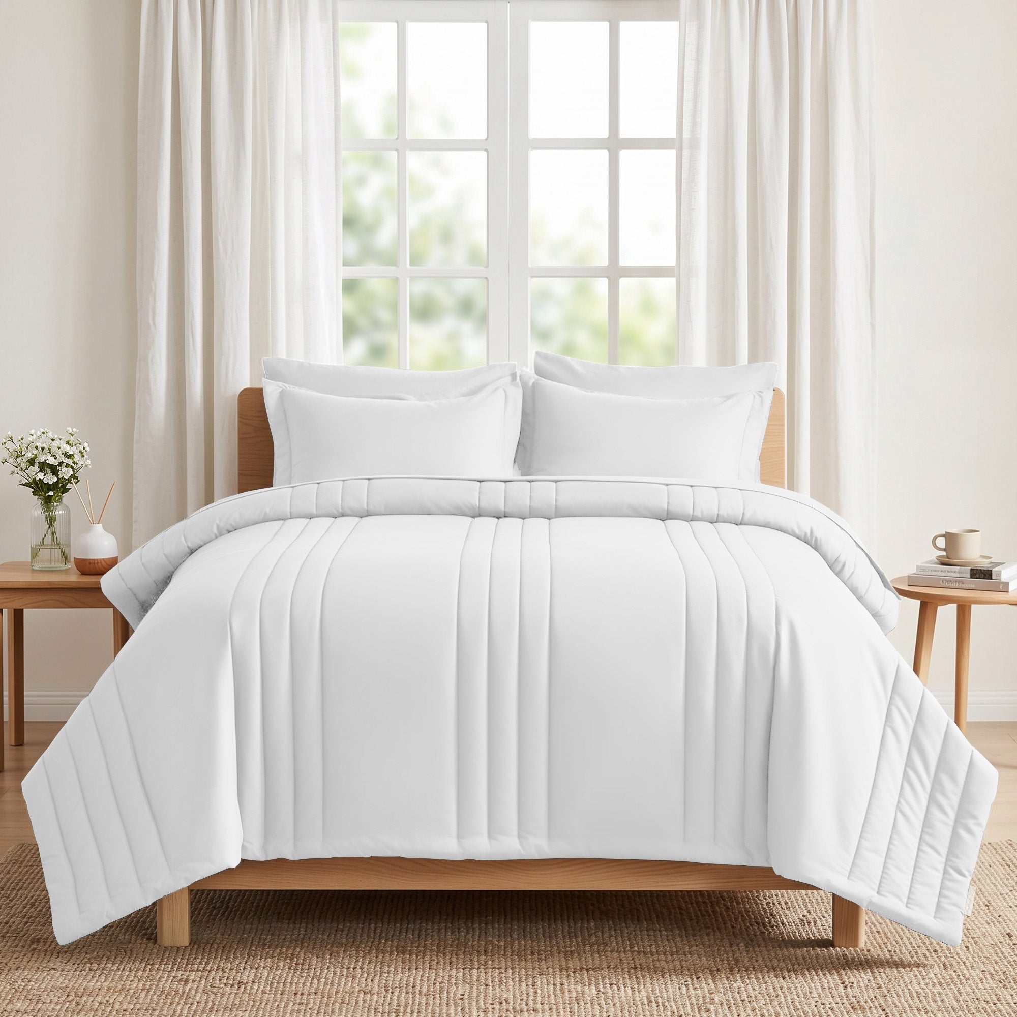Dhole 7-Piece Bed in Bag - Striped Comforter Sets, Pillowcases & Sheet Collection for Cozy Bedding Sets