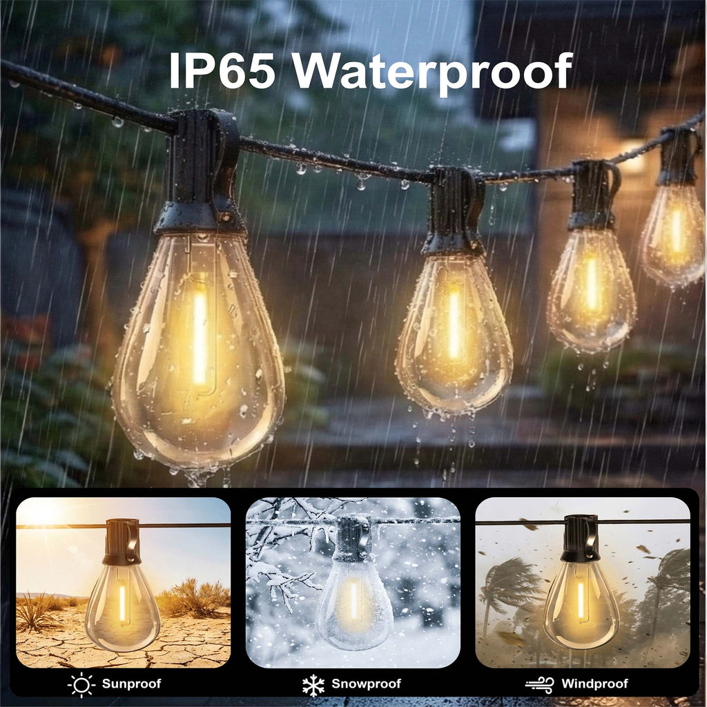 Mylorn 110FT LED Outdoor String Lights, 50+2 S14 Shatterproof Bulbs, 2FT Spacing, 2700K Dimmable Warm White, IP65 Waterproof, Connectable Patio Garden Porch Deck Decor