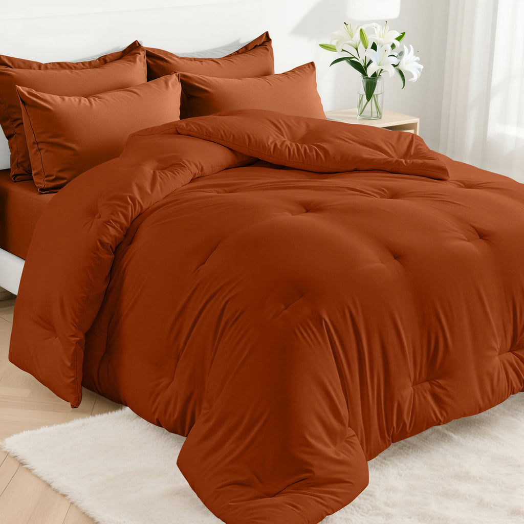 Dhole 7-Piece Bed Sheet Set - Queen Size Comforter, Pillowcases & Sheet Collection for Cozy Bedding Comfort Black