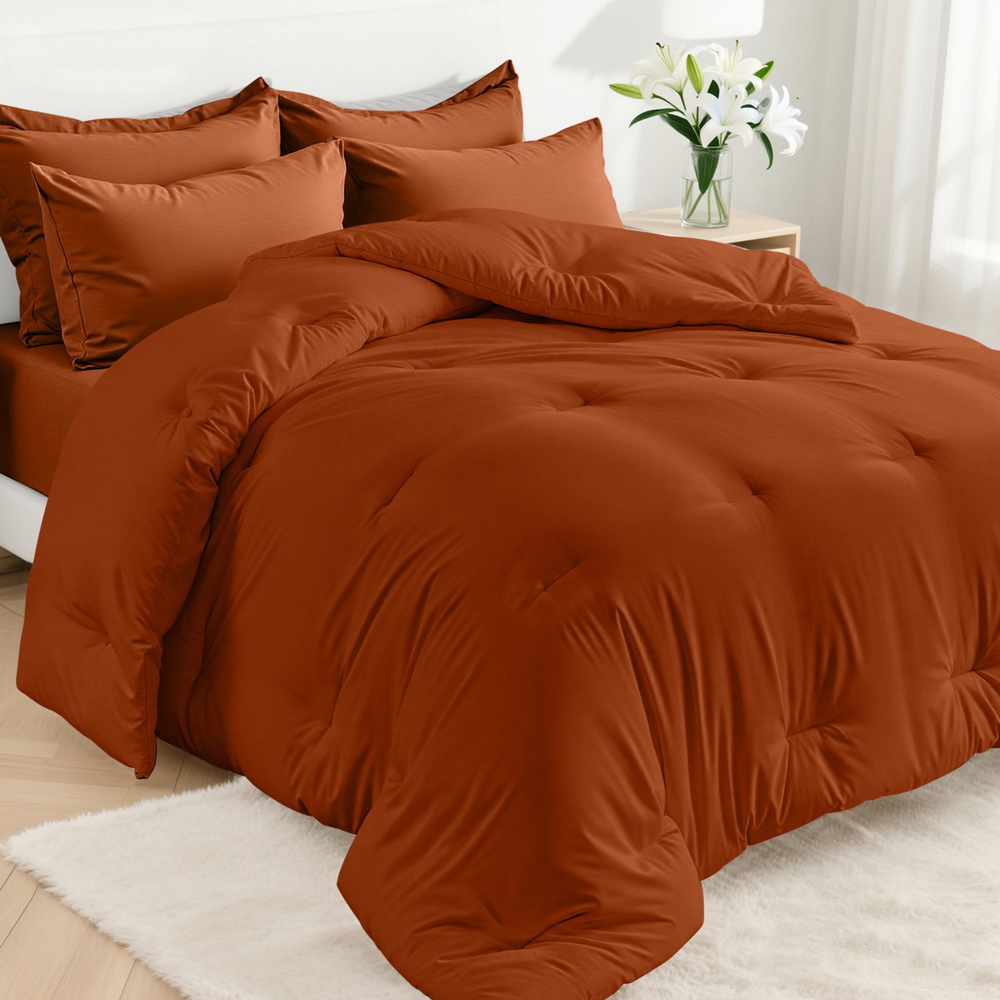 Dhole 7-Piece Bed Sheet Set - Queen Size Comforter, Pillowcases & Sheet Collection for Cozy Bedding Comfort Black