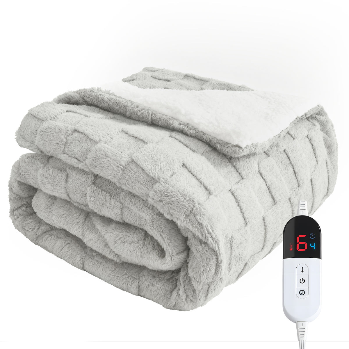 Dhole Electric Heated Blanket Checkered Fleece Throw 50x60 Inches Fast Heating Blanket 6 Heating Levels & 4 Hours Auto Off ETL Certification