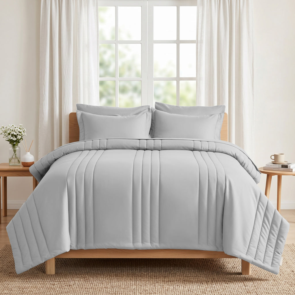 Dhole 7-Piece Bed in Bag - Striped Comforter Sets, Pillowcases & Sheet Collection for Cozy Bedding Sets