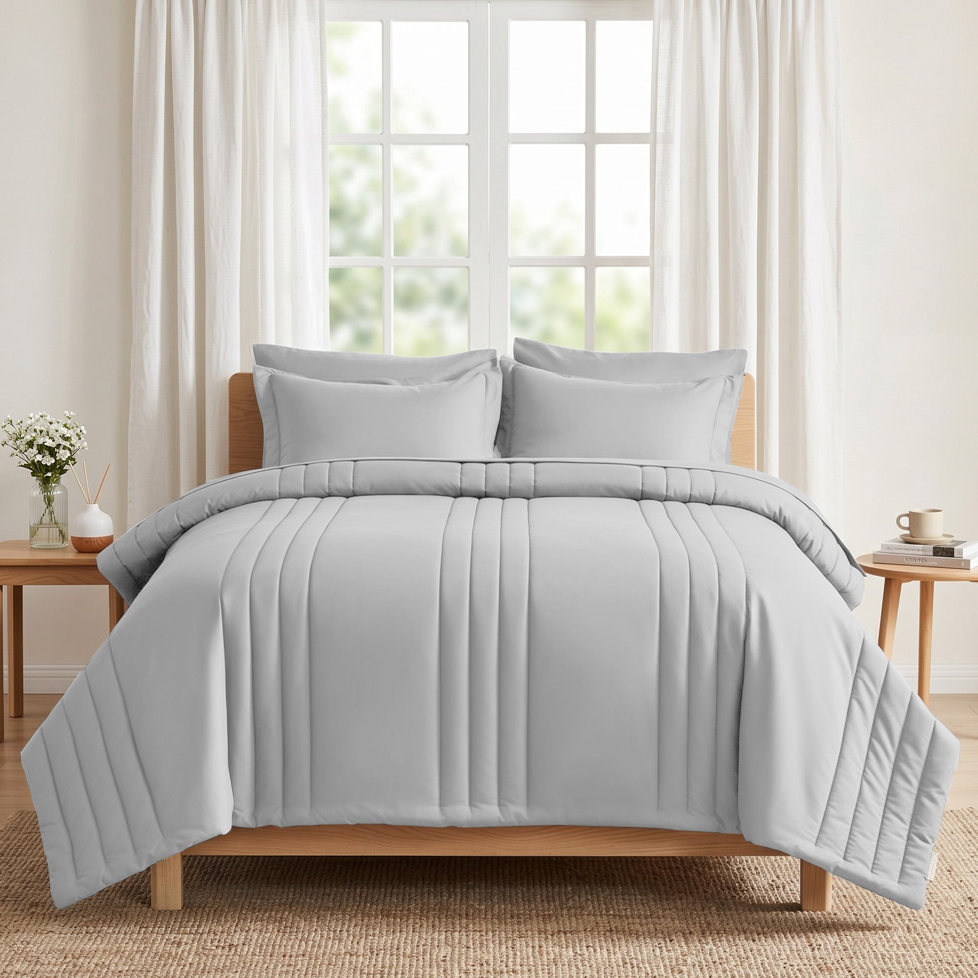 Dhole 7-Piece Bed in Bag - Striped Comforter Sets, Pillowcases & Sheet Collection for Cozy Bedding Sets