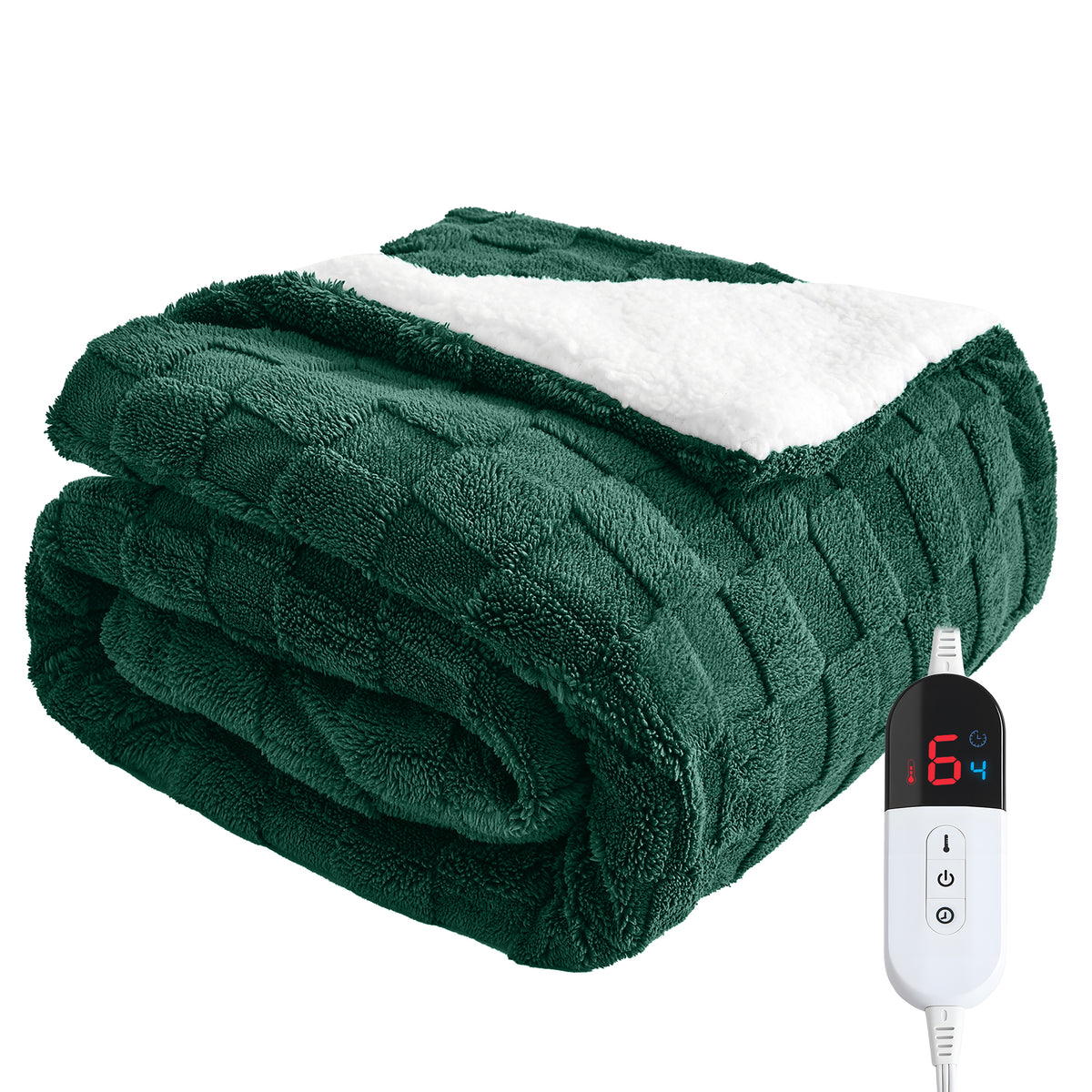 Dhole Electric Heated Blanket Checkered Fleece Throw 50x60 Inches Fast Heating Blanket 6 Heating Levels & 4 Hours Auto Off ETL Certification