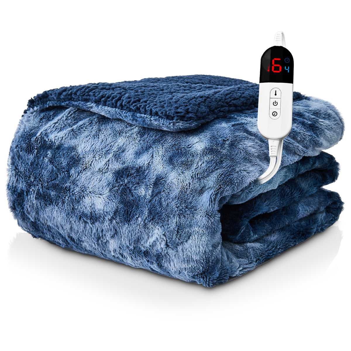 Dhole Heated Blanket Electric Throw - 50"x60" Heating Blanket Throw 4 Hours Auto-Off 6 Heat Level Over-Heat Protection Luxury Faux Fur Sherpa ETL Certification