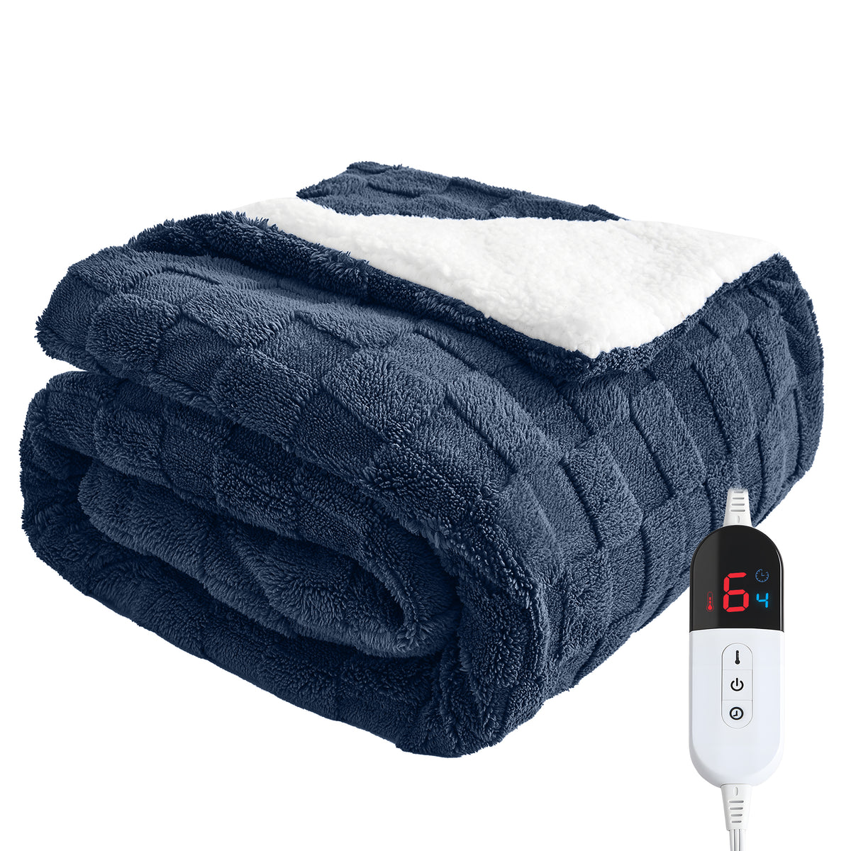 Dhole Electric Heated Blanket Checkered Fleece Throw 50x60 Inches Fast Heating Blanket 6 Heating Levels & 4 Hours Auto Off ETL Certification