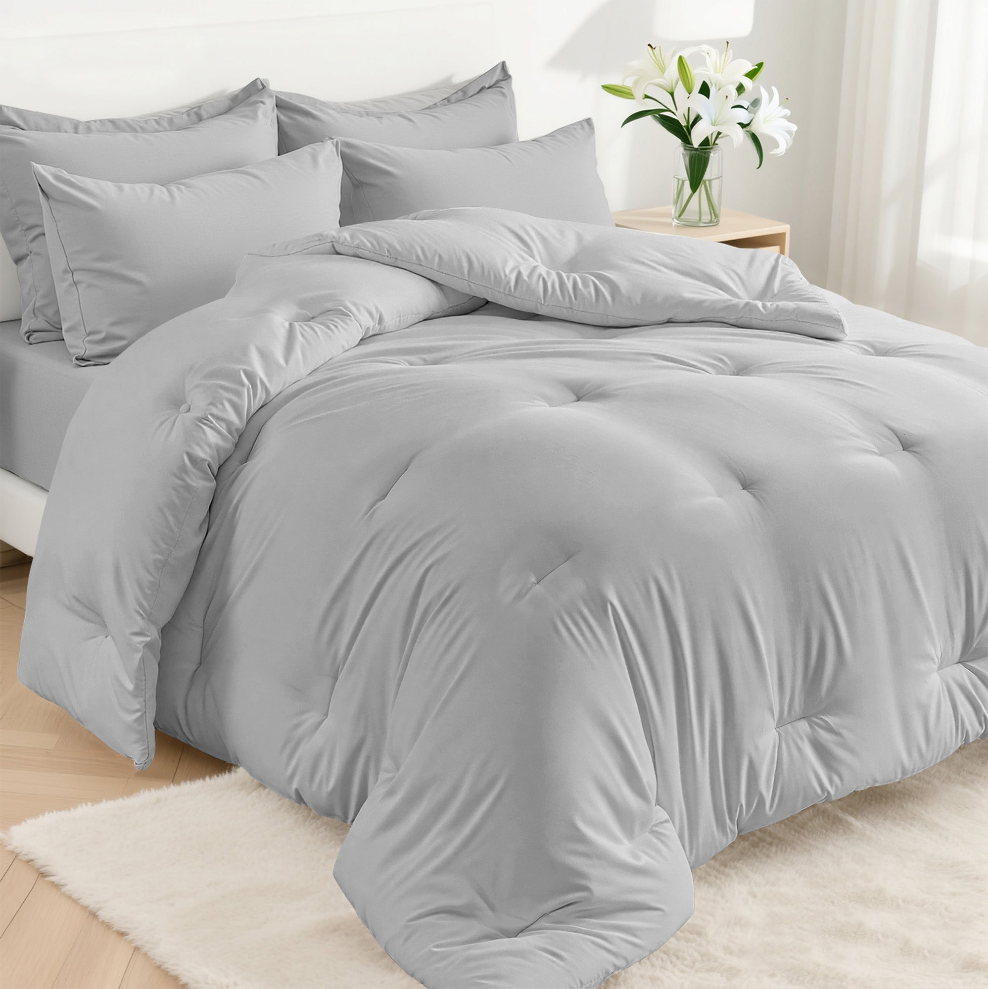 Dhole 7-Piece Bed Sheet Set - Queen Size Comforter, Pillowcases & Sheet Collection for Cozy Bedding Comfort Black