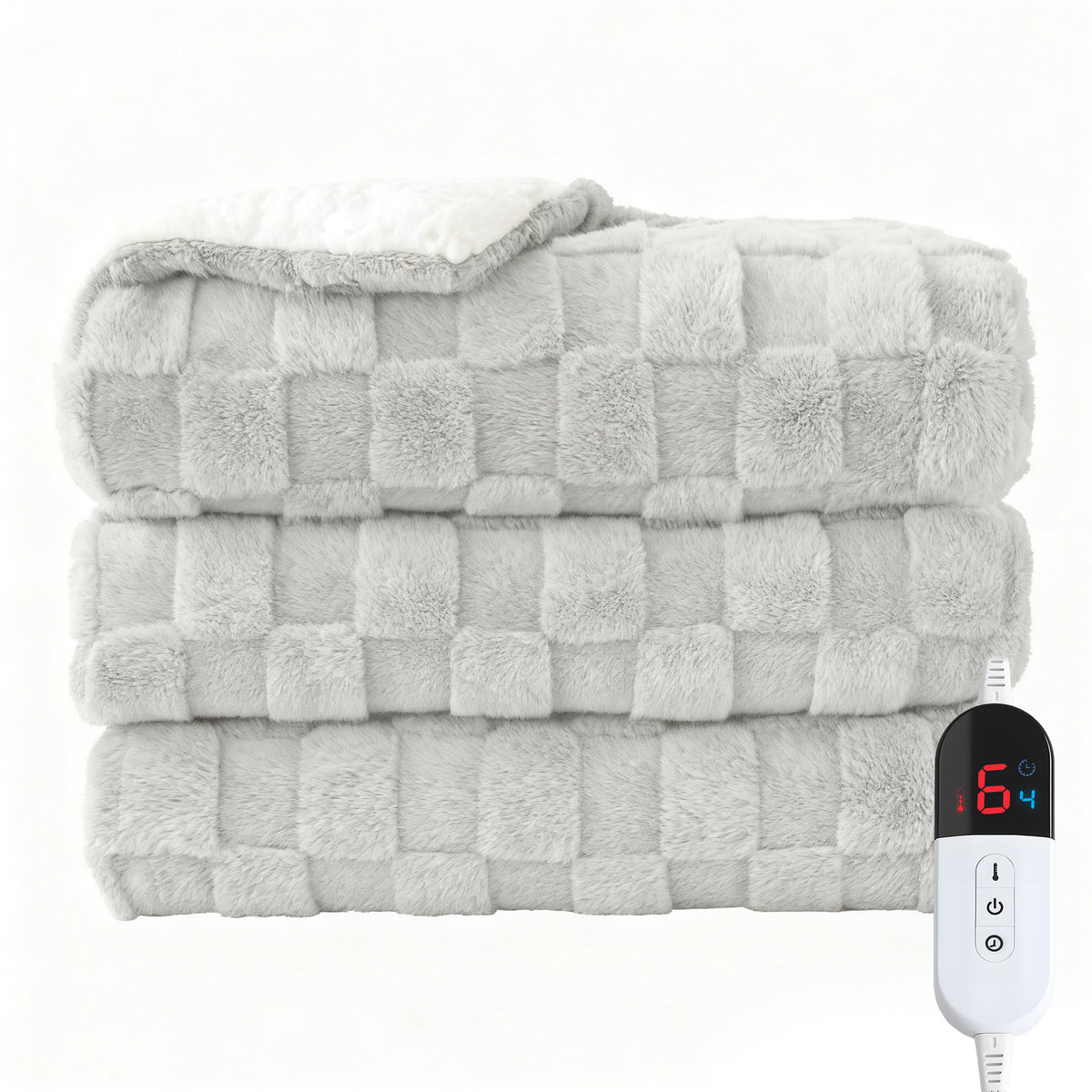 Dhole Electric Heated Blanket Checkered Fleece Throw 50x60 Inches Fast Heating Blanket 6 Heating Levels & 4 Hours Auto Off ETL Certification