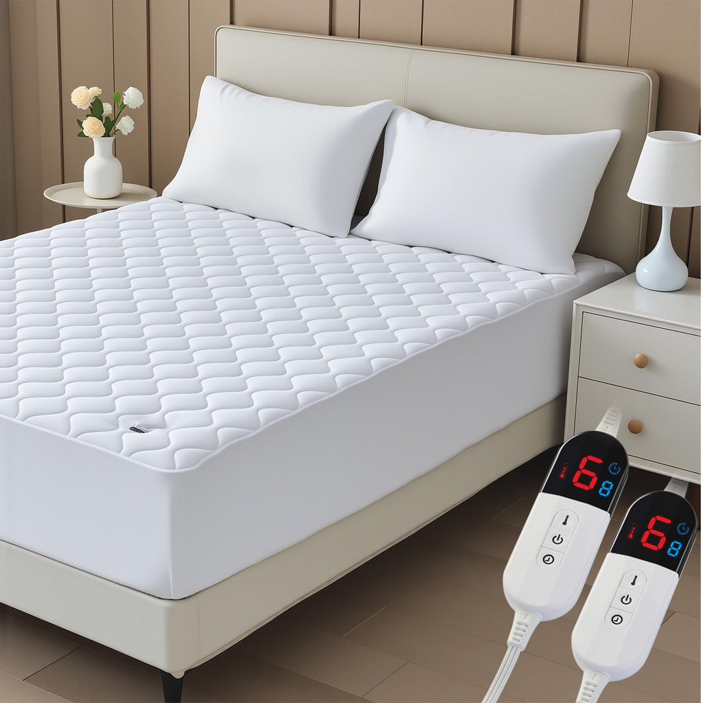 Dhole Electric Heated Mattress Pad Queen - 60"x80" ,Deep Pocket, 6 Heat Settings, Auto Shut Off 10 Hrs with Dual Controller, ETL Certified, Machine Washable, White
