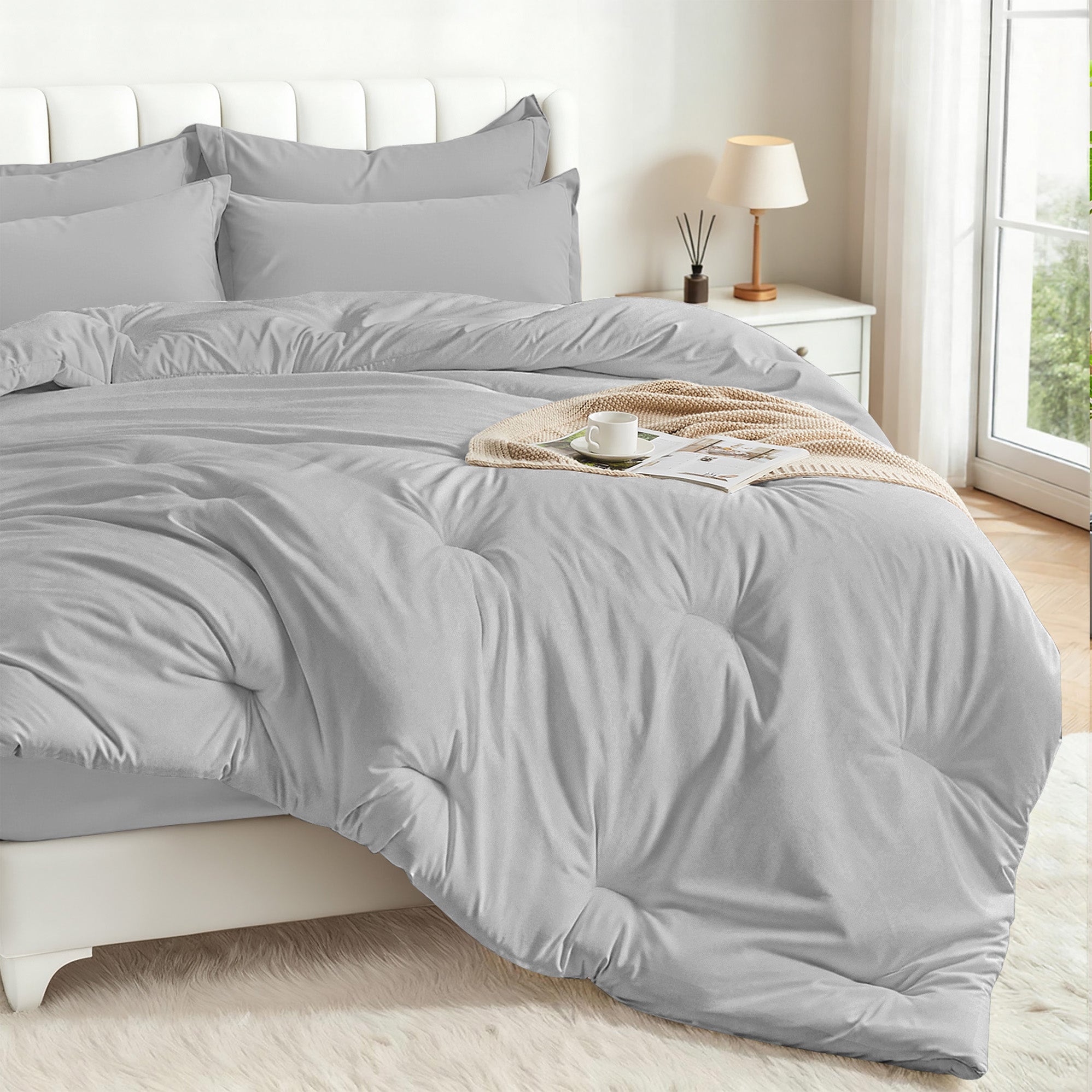 Dhole 7-Piece Bed Sheet Set - Queen Size Comforter, Pillowcases & Sheet Collection for Cozy Bedding Comfort Black