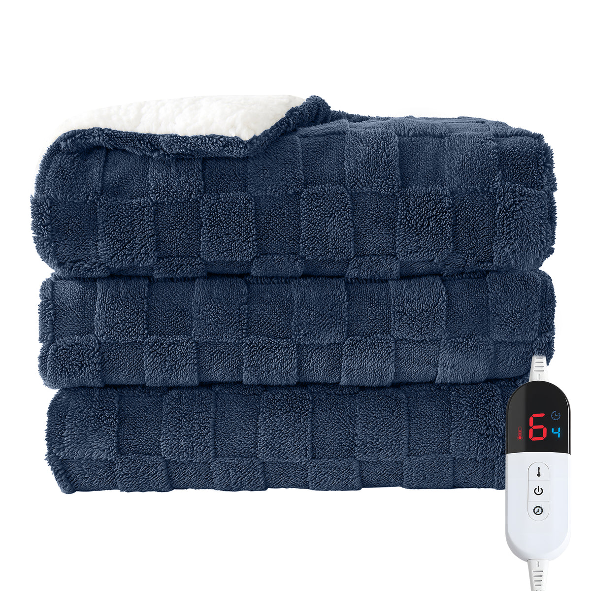 Dhole Electric Heated Blanket Checkered Fleece Throw 50x60 Inches Fast Heating Blanket 6 Heating Levels & 4 Hours Auto Off ETL Certification