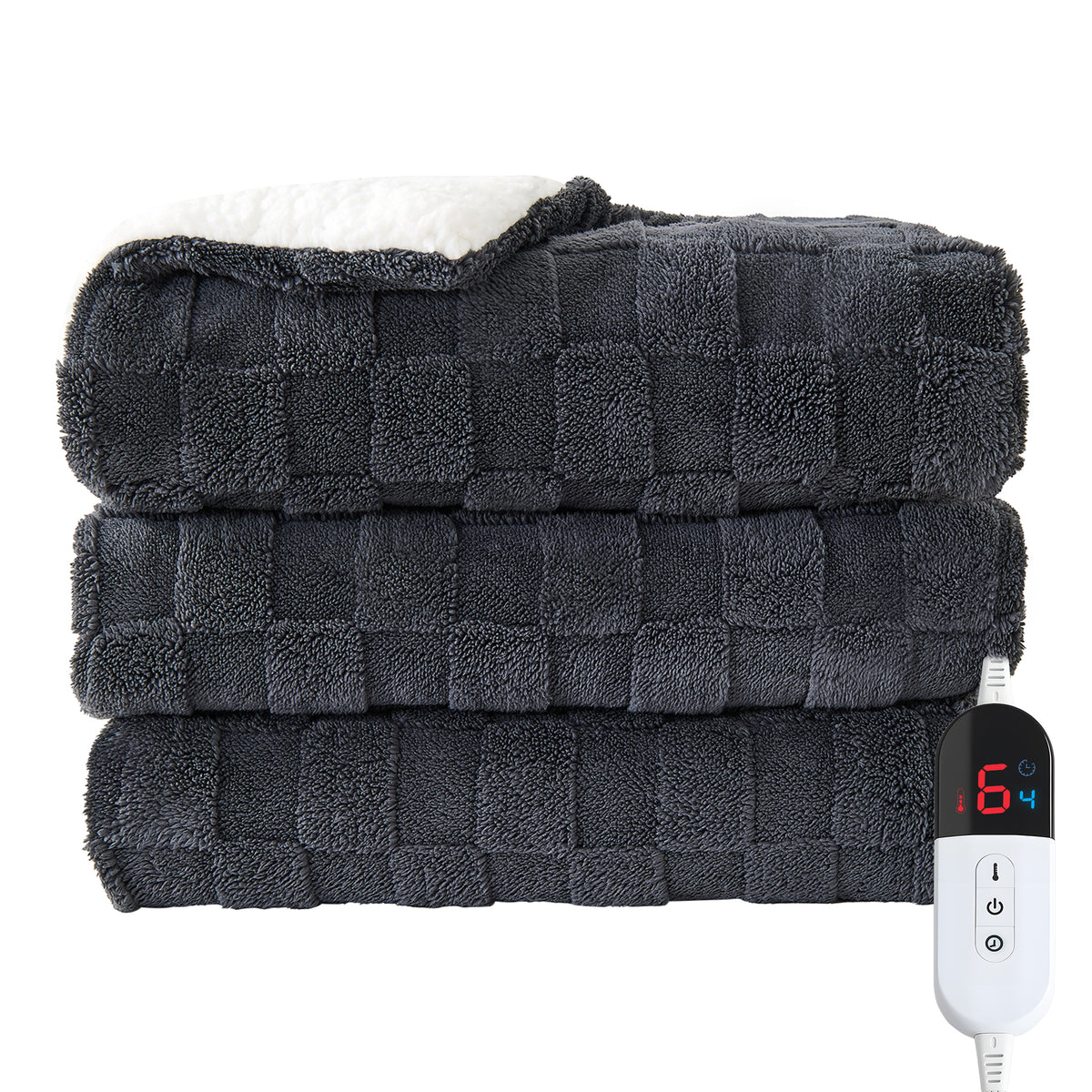 Dhole Electric Heated Blanket Checkered Fleece Throw 50x60 Inches Fast Heating Blanket 6 Heating Levels & 4 Hours Auto Off ETL Certification