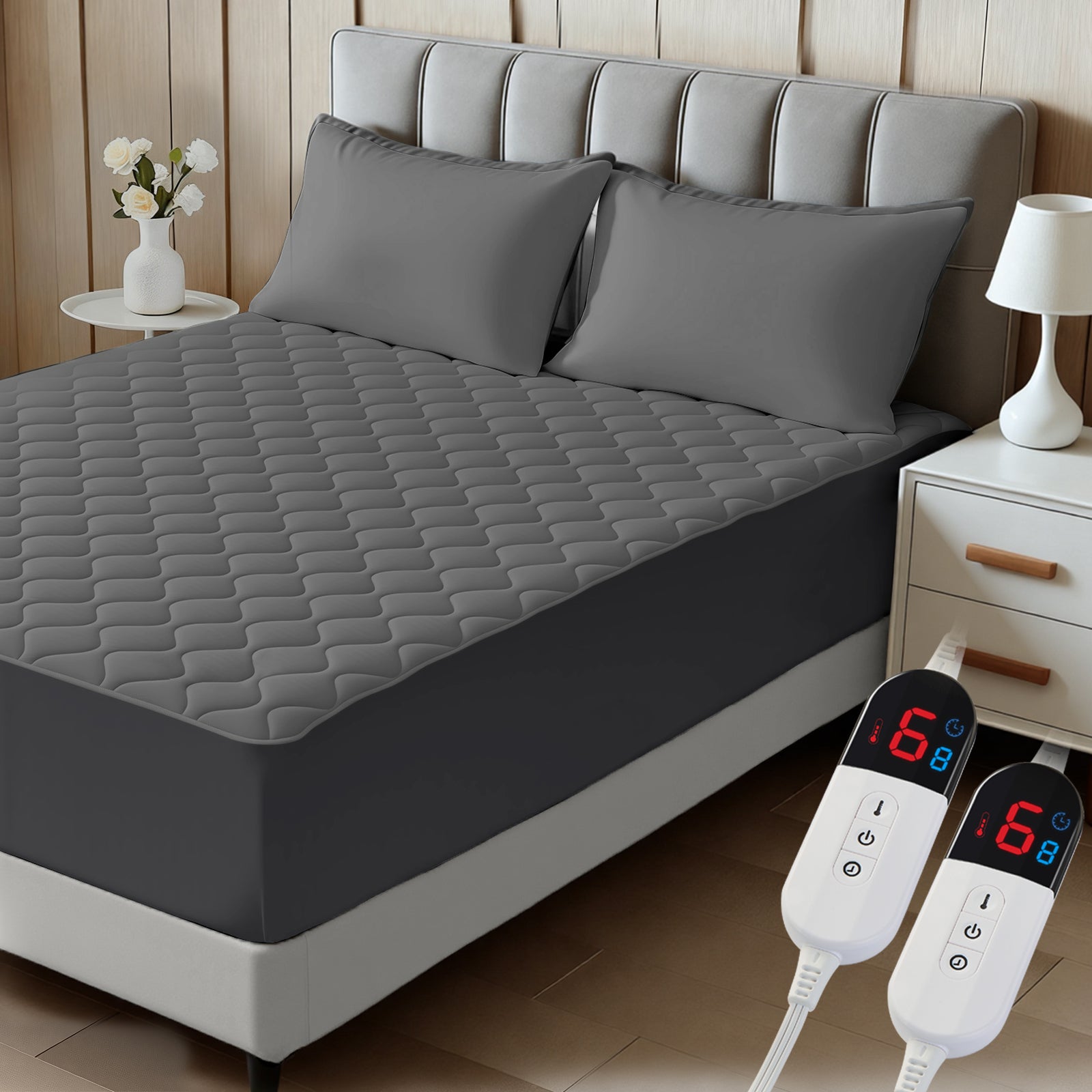 Dhole Electric Heated Mattress Pad Queen - 60"x80" ,Deep Pocket, 6 Heat Settings, Auto Shut Off 10 Hrs with Dual Controller, ETL Certified, Machine Washable, White
