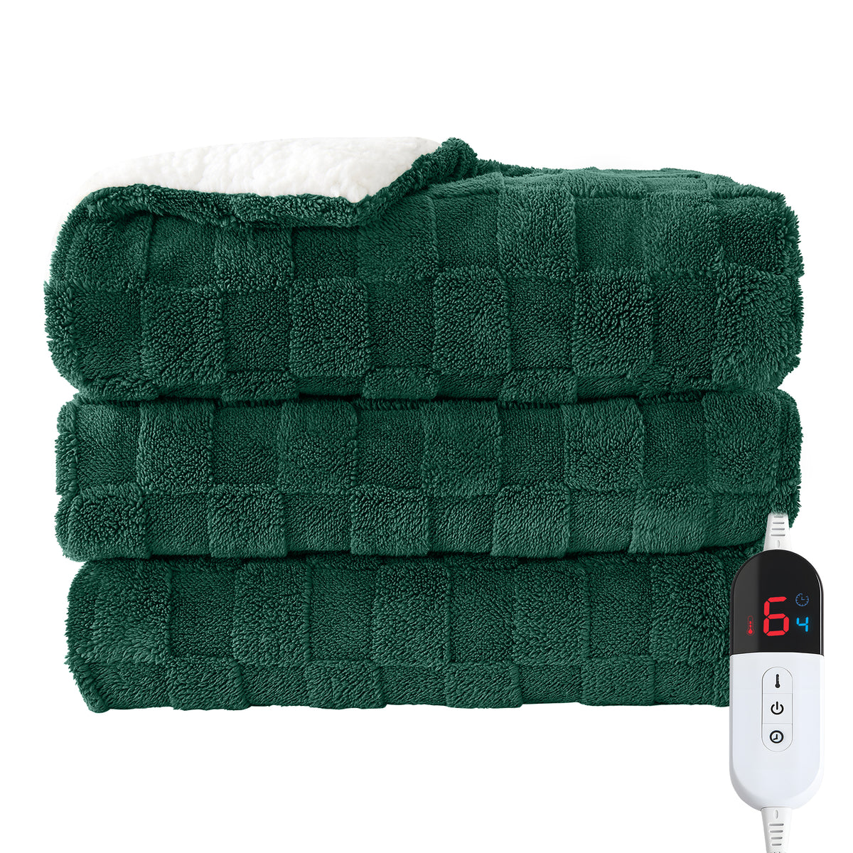 Dhole Electric Heated Blanket Checkered Fleece Throw 50x60 Inches Fast Heating Blanket 6 Heating Levels & 4 Hours Auto Off ETL Certification