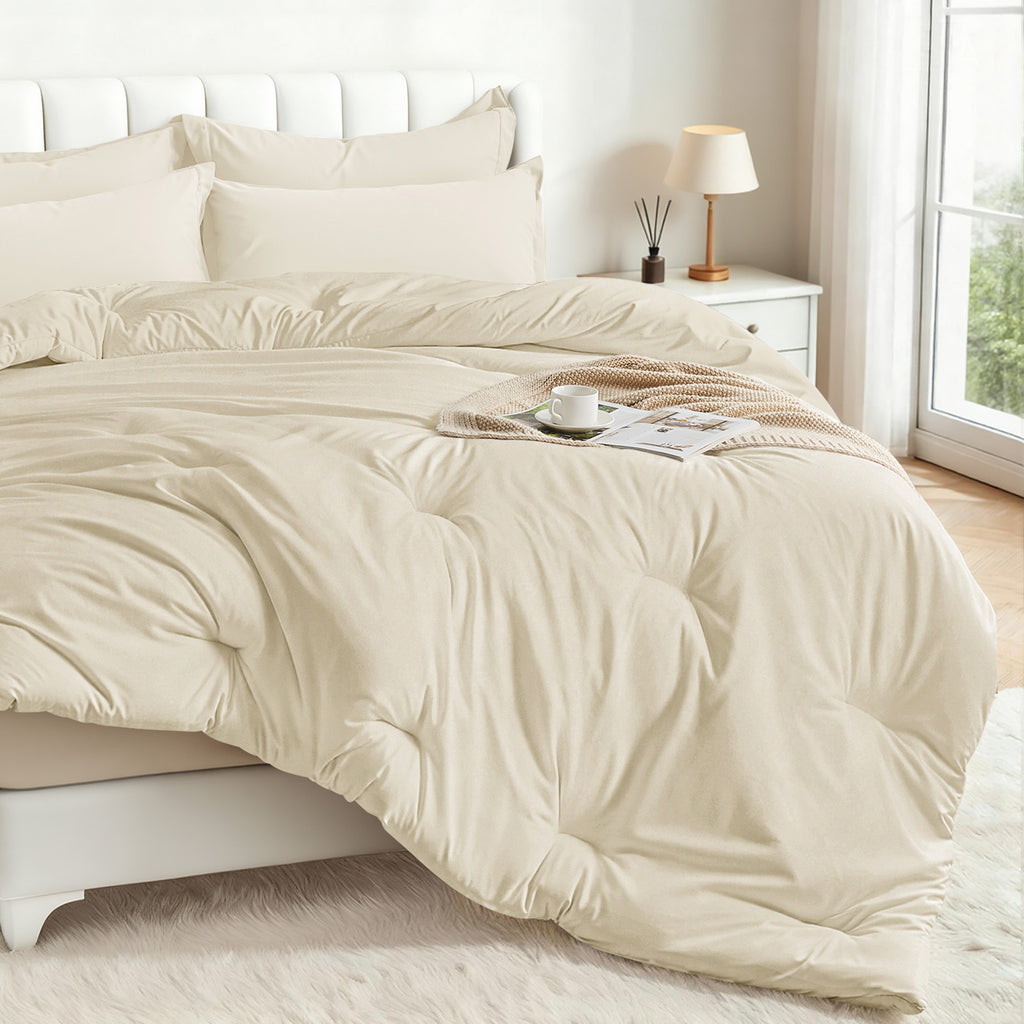 Dhole 7-Piece Bed Sheet Set - Queen Size Comforter, Pillowcases & Sheet Collection for Cozy Bedding Comfort Black