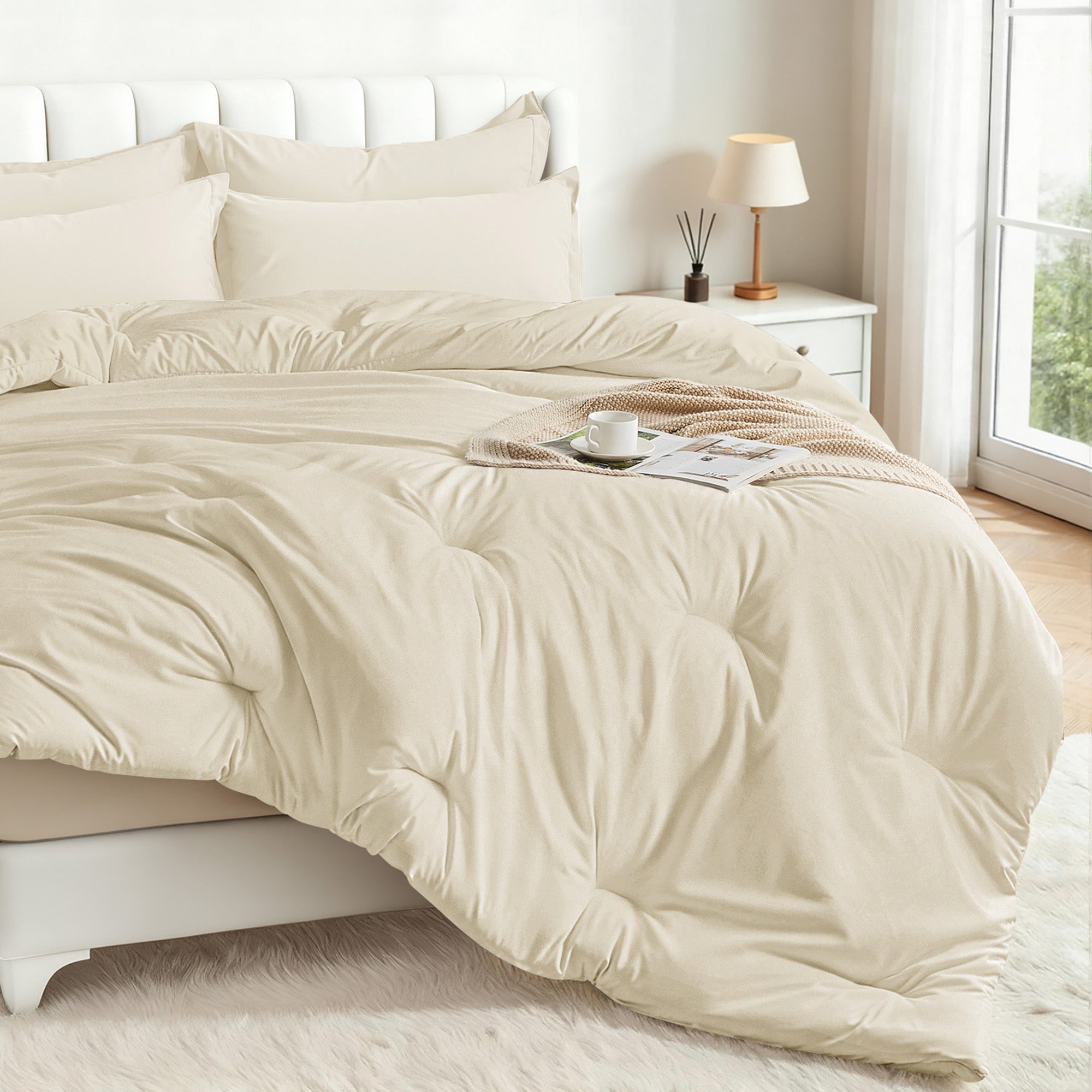 Dhole 7-Piece Bed Sheet Set - Queen Size Comforter, Pillowcases & Sheet Collection for Cozy Bedding Comfort Black