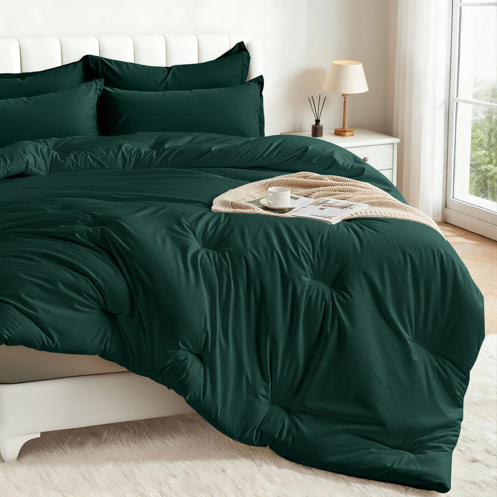 Dhole 7-Piece Bed Sheet Set - Queen Size Comforter, Pillowcases & Sheet Collection for Cozy Bedding Comfort Black