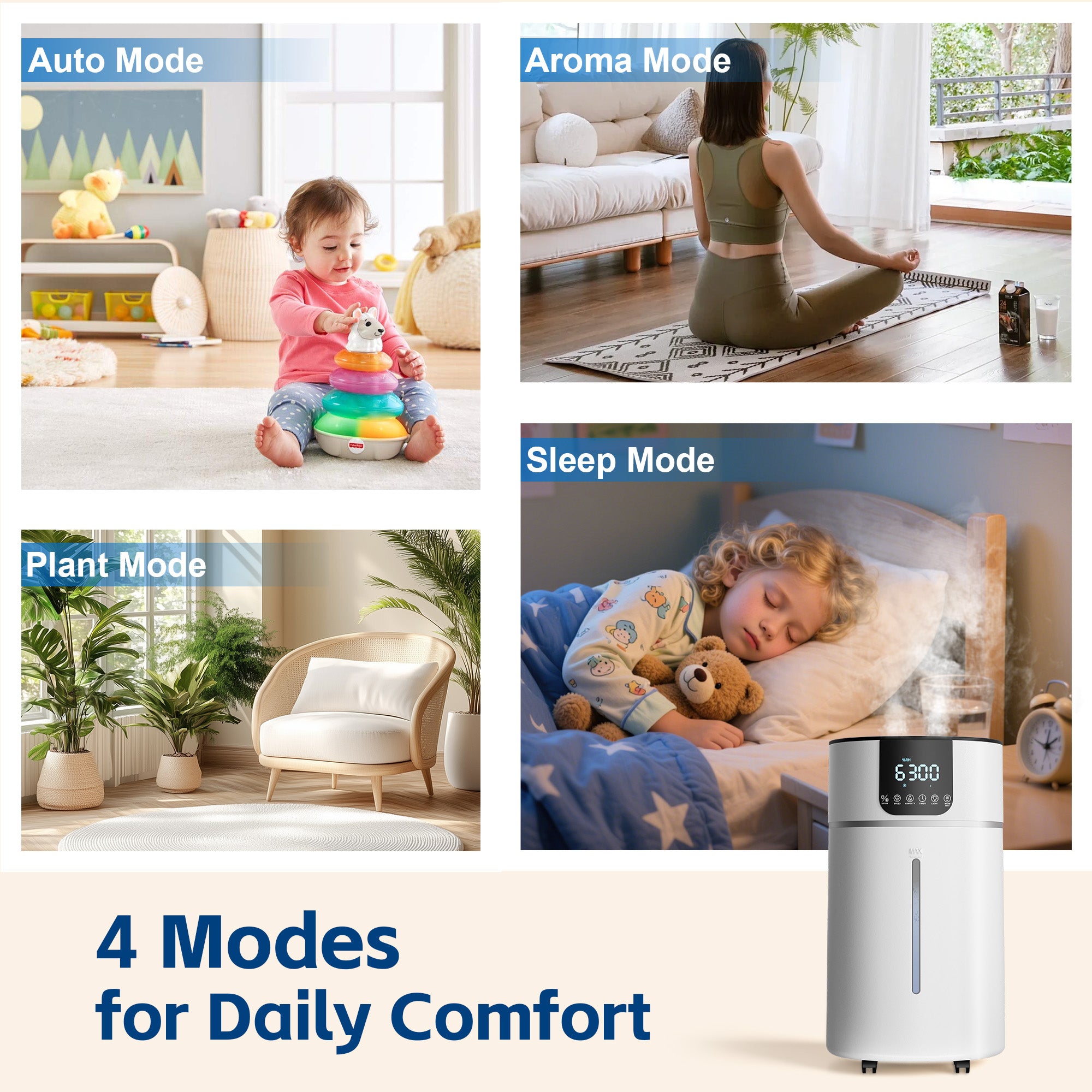 Dhole 16L Large Room Whole House Dual Mist Output Warm Mist Humidifier
