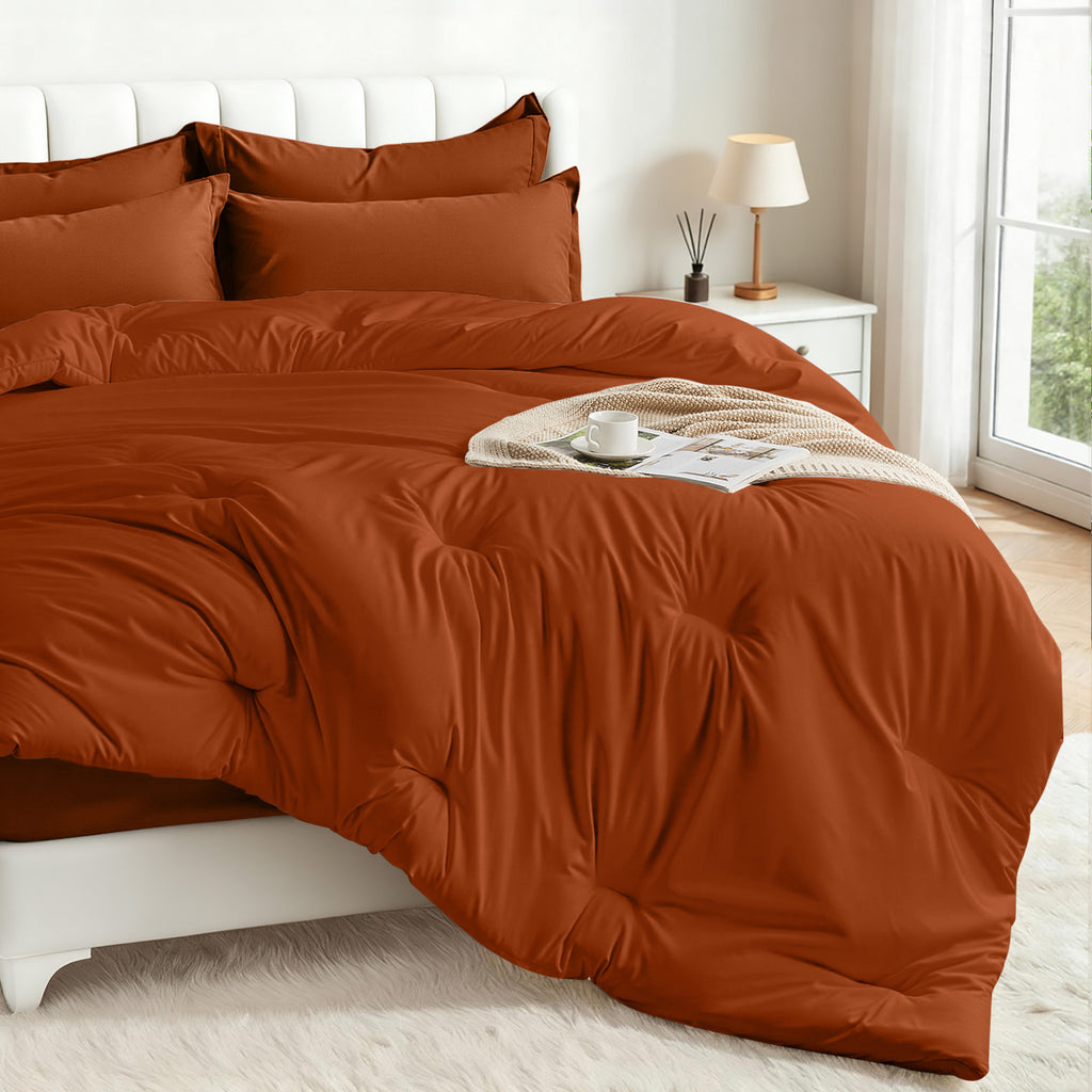 Dhole 7-Piece Bed Sheet Set - Queen Size Comforter, Pillowcases & Sheet Collection for Cozy Bedding Comfort Black