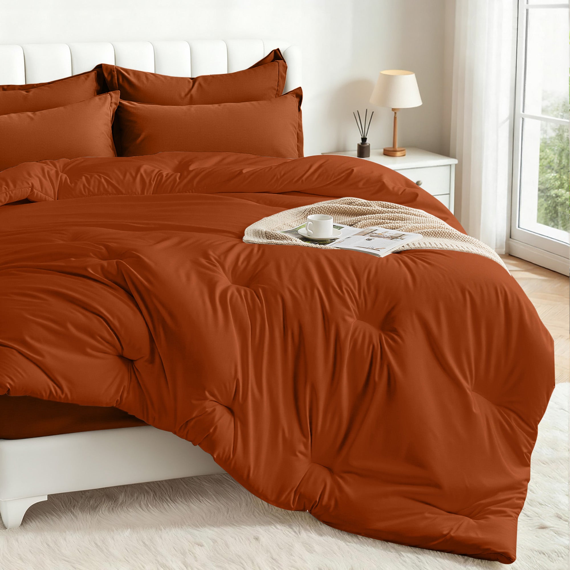 Dhole 7-Piece Bed Sheet Set - Queen Size Comforter, Pillowcases & Sheet Collection for Cozy Bedding Comfort Black